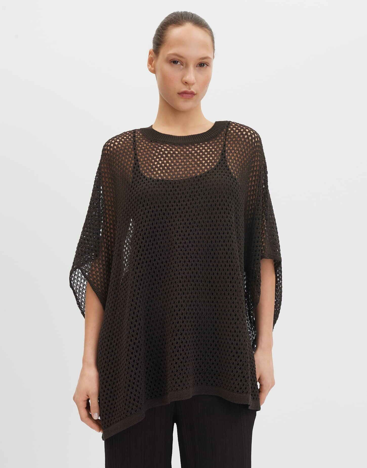 someday Poncho Beluni Cape in Crochet-Optik Locker fallend mit offenem Strickbild für lässige Looks