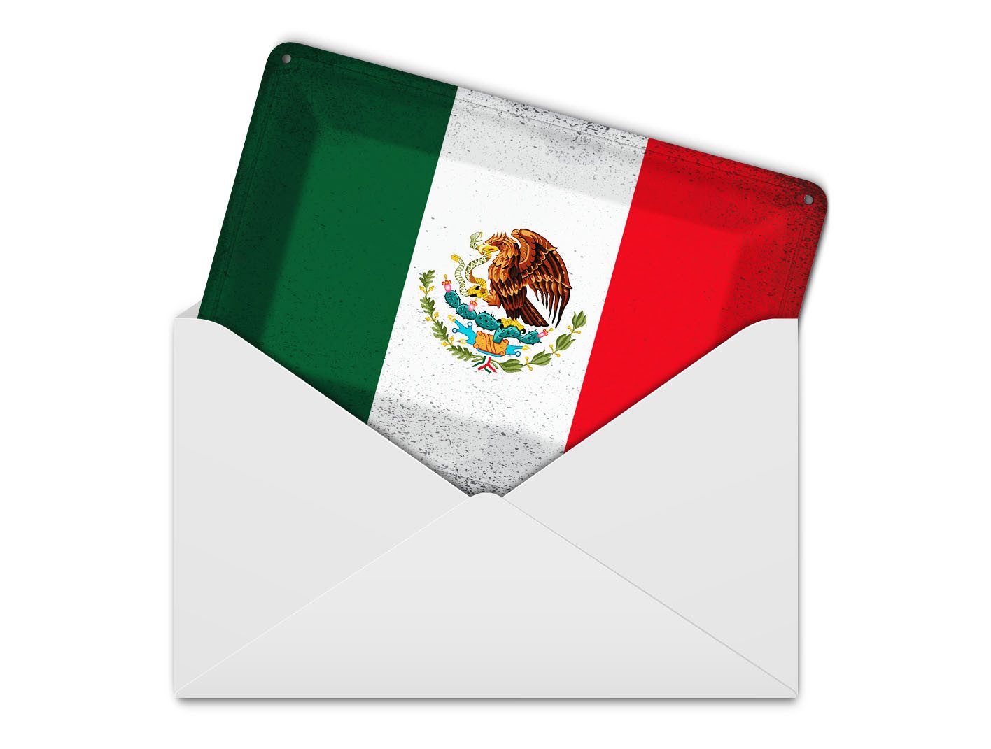 Femer GmbH Postkarte Flagge Mexiko 14x10 cm Flag of Mexico Vintage, unfrankiert