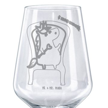 Mr. & Mrs. Panda Rotweinglas Einhorn Prinzessin - Transparent - Geschenk, Einhörner, Monat, Weingl, Premium Glas, Unikat durch Gravur
