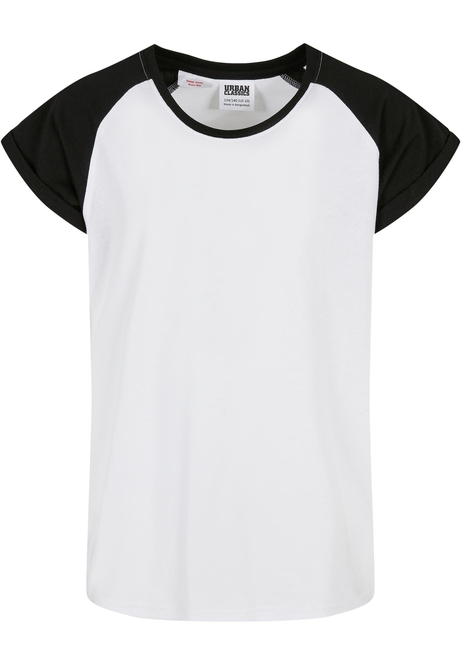 Kinder URBAN CLASSICS white/black (1-tlg) Girls Contrast Kurzarmshirt Tee Raglan