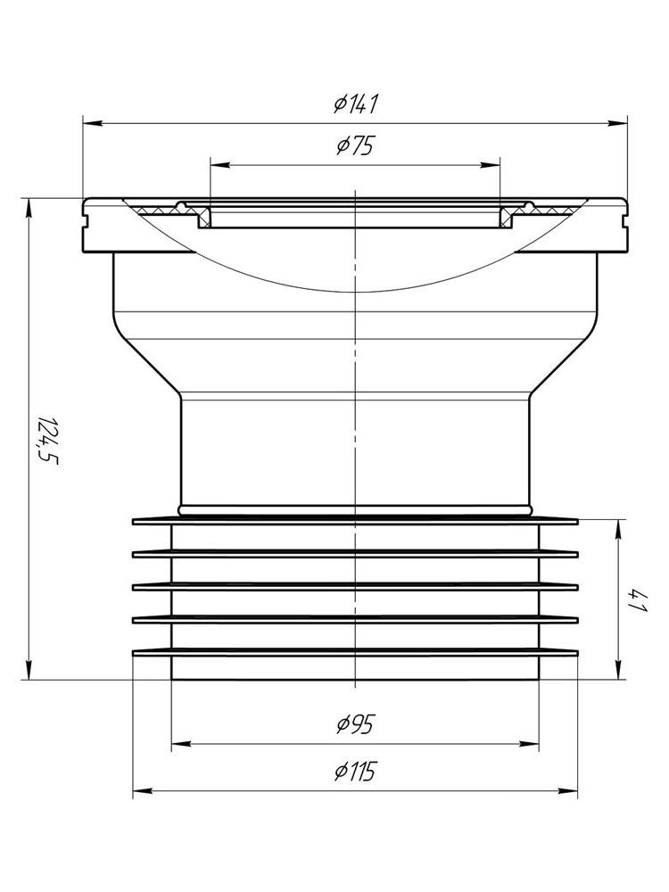 Belvit WC-Anschlussrohr BV-WC1010, (1-tlg), WC Anschlußstutzen Gerader Durchgang Anschluss Abfluss Rohr