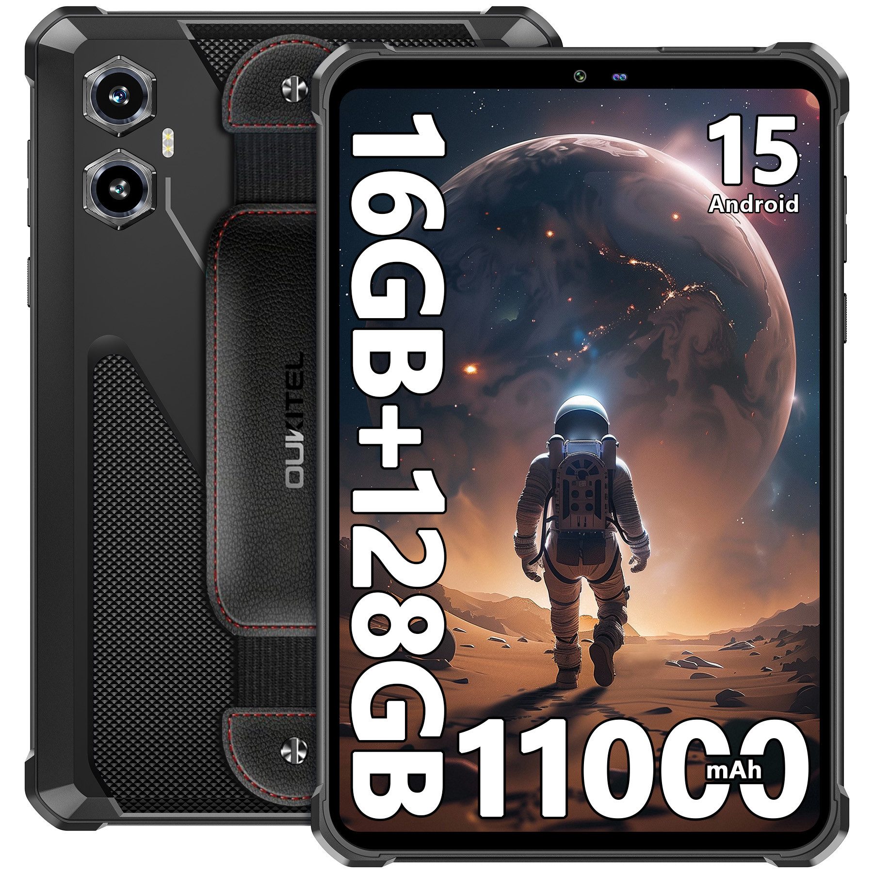 OUKITEL RT3 Plus Android 15, 16GB RAM+128GB ROM (1TB TF), 11000mAh Outdoor Tablet (8", 128 GB, Android 15, 4G, 8,0'' HD Display, 16MP+8MP Kamera, IP68/IP69K, NFC, GPS, 4G Dual SIM)