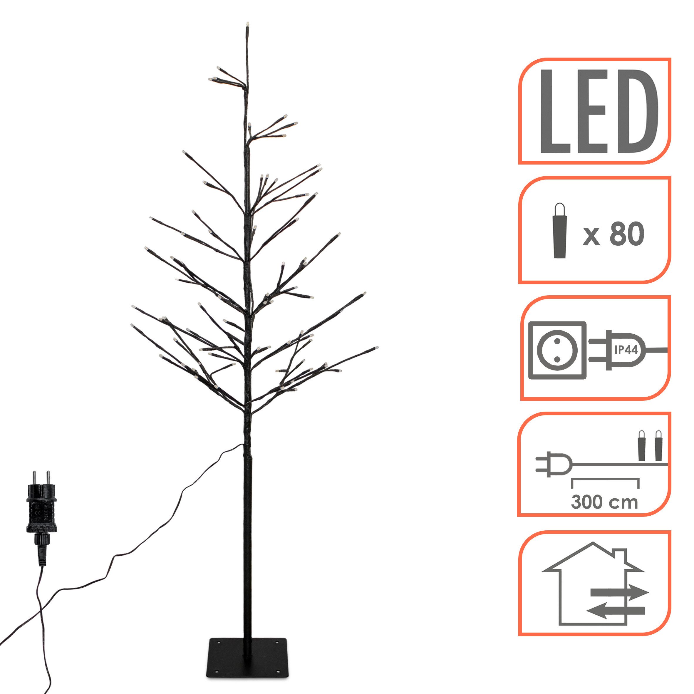 Spetebo LED Baum Deko für Außen und Innen 120 cm Höhe, Netzteil, LED fest integriert, gold, Weihnachts Dekobaum mit 80 LED beleuchtet