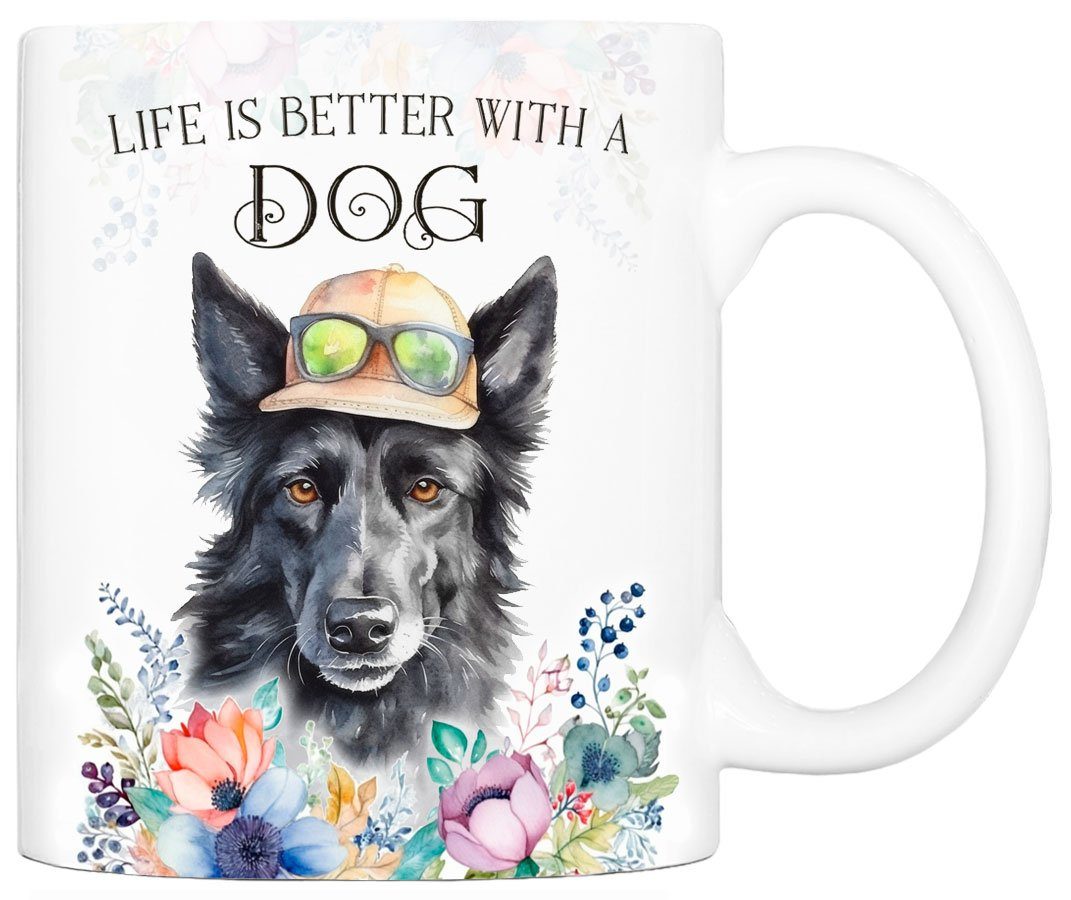 Cadouri Tasse GROENENDAEL - Kaffeetasse für Hundefreunde, Keramik, mit Hunderasse, beidseitig bedruckt, handgefertigt, Geschenk, 330 ml | Teetassen