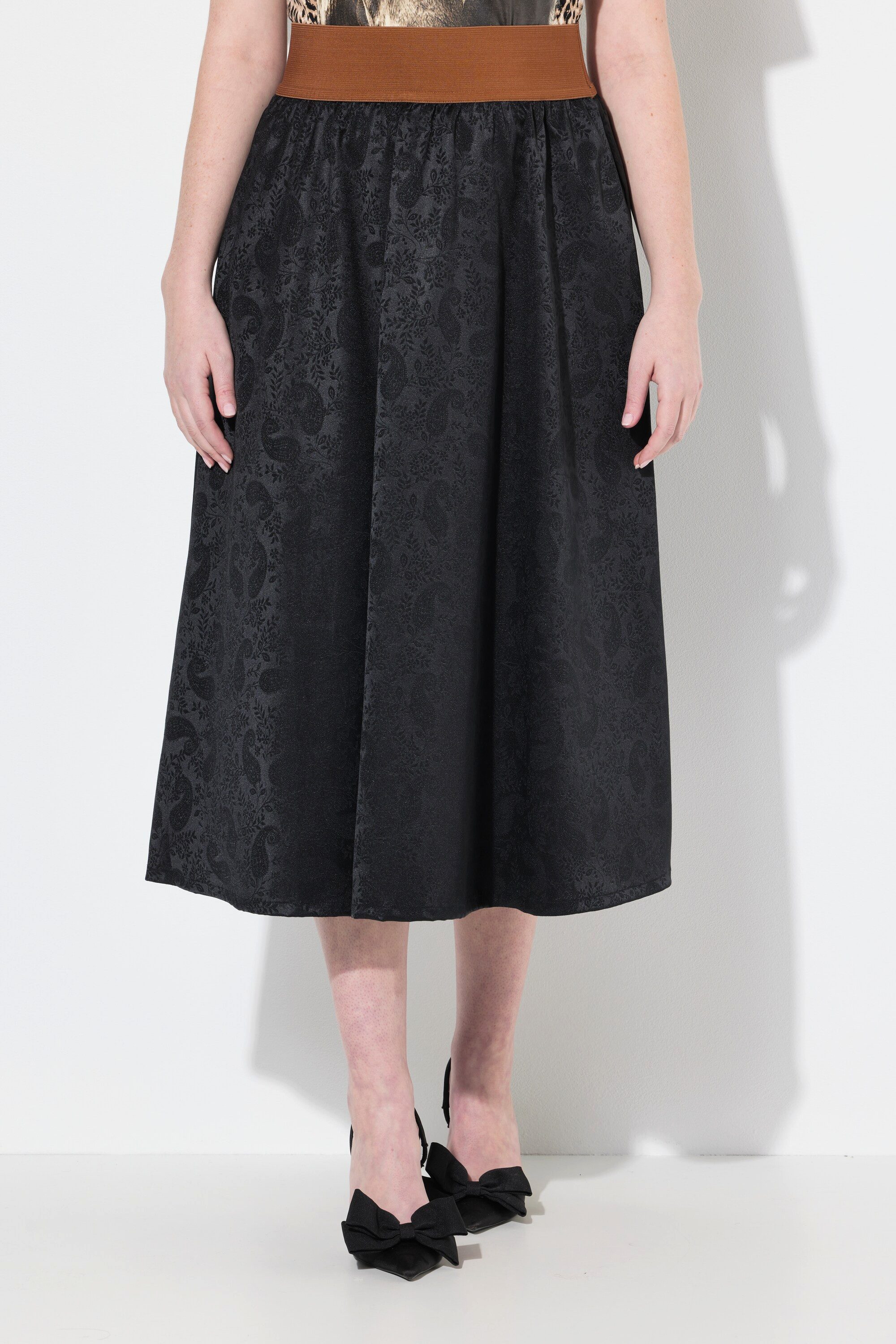 Ulla Popken Maxirock Trachten-Maxirock Jacquard Elastikbund Taschen günstig online kaufen