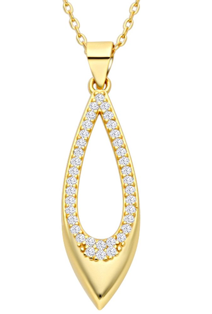 Limana Kette mit Anhänger Tropfen Damen aus 925 Silber rhodiniert oder vergoldet verstellbar (Schmuck Silberkette inkl. Dose), Geschenk für Damen Frauen Mutter Geburtstag Muttertag Weihnachten