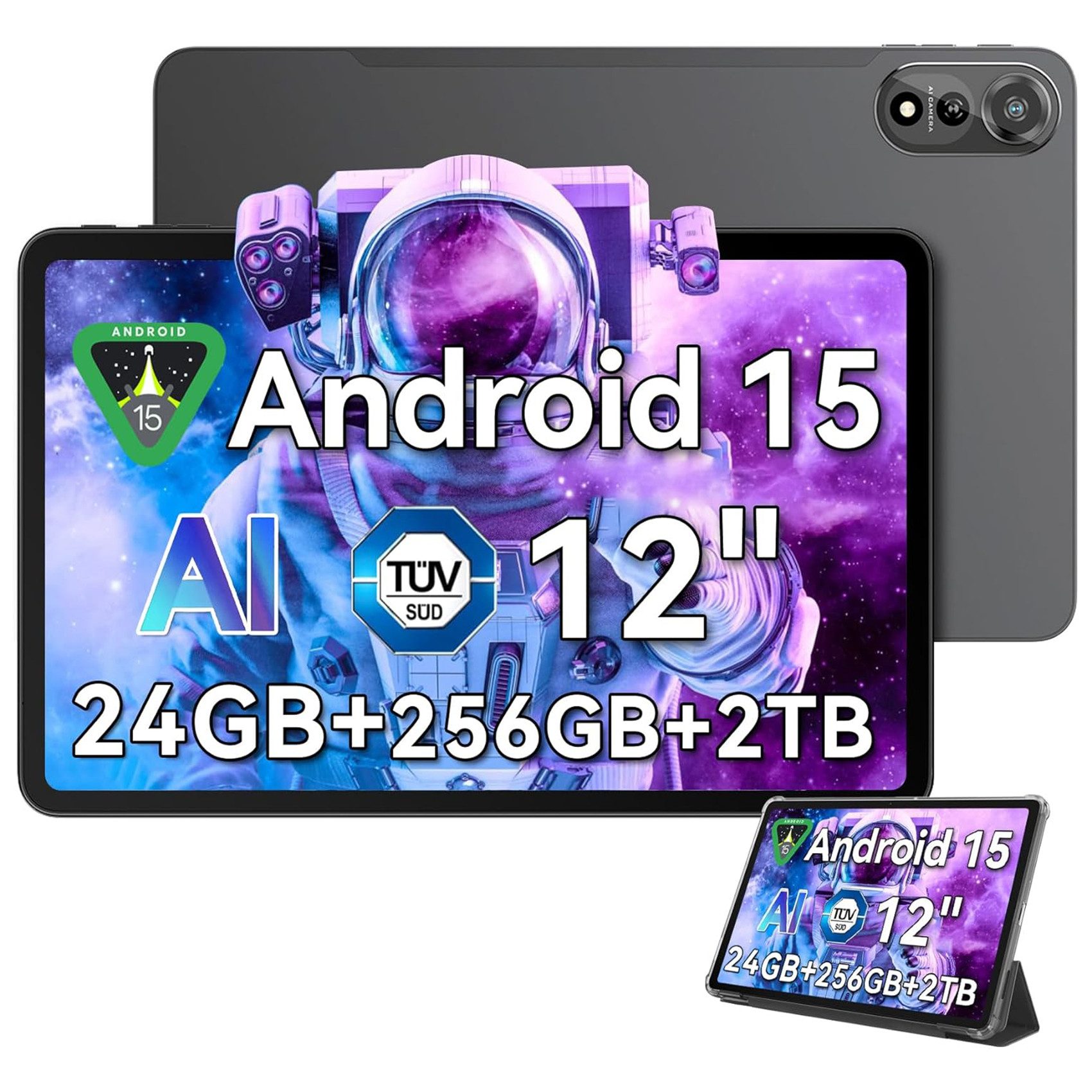 blackview Tablet MEGA2 12" Android 15 4G LTE, 128/256 GB,9000mAh,GPS,13-in-1 Set Tablet (12", 120Hz 2K Gaming Tablet,4G LTE+5G WiFi,WideVine L1,Dual Kamera,Face ID)