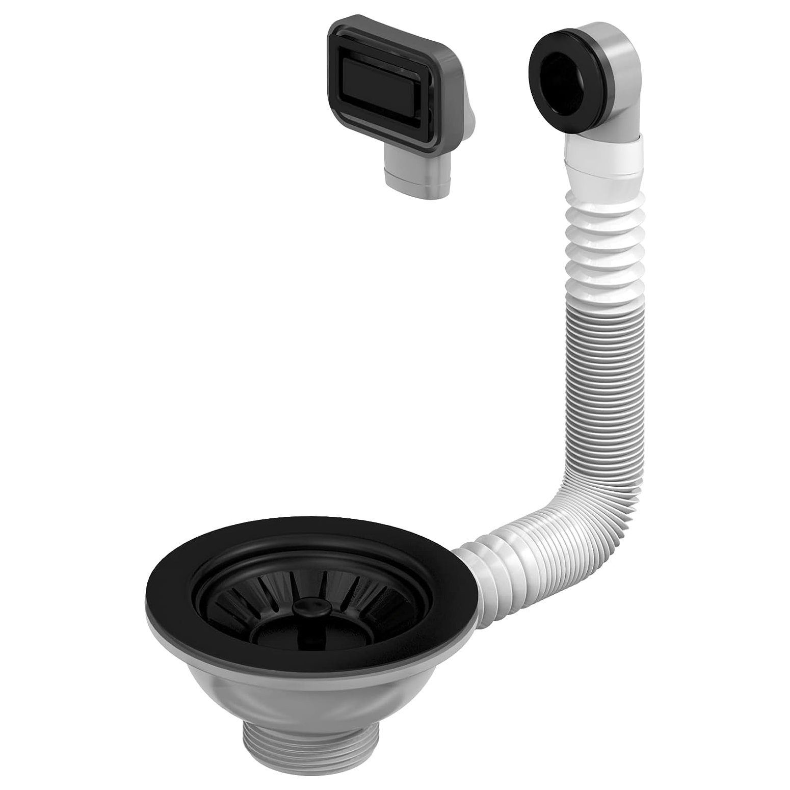 Prevex Siphon WK2-D9C-010, (1-tlg), PREVEX Mattschwarzes Korbventil mit Siebkorb und