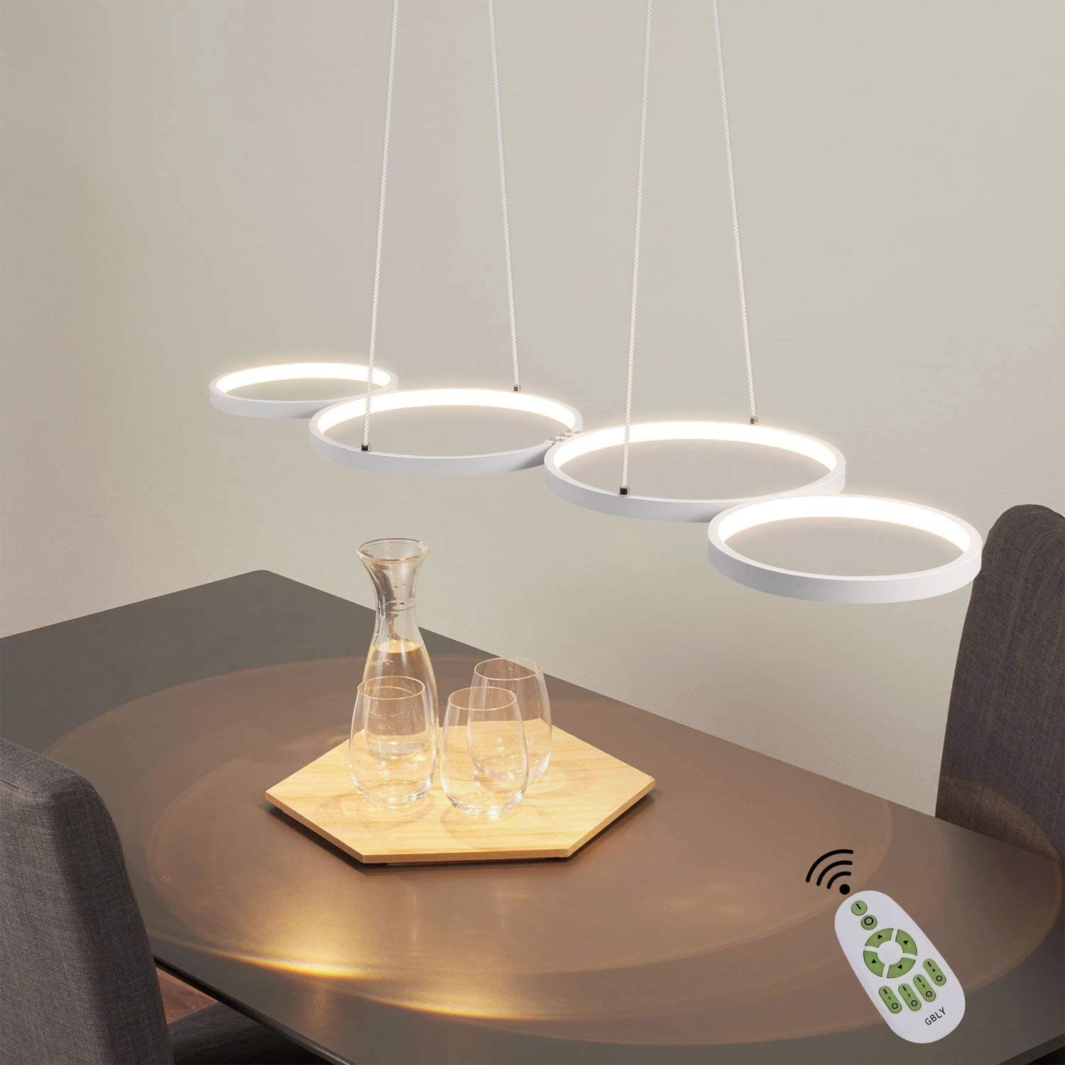 Hänge Pendel Lampe verstellbar Wohn Ess Schlaf Zimmer Beleuchtung weiß 4-flammig 