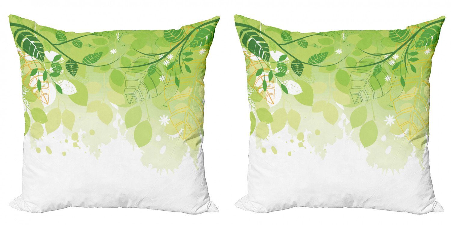 Kissenbezüge Modern Accent Doppelseitiger Digitaldruck, Stück), Flora Abakuhaus Blätter (2 Blatt Fantasie Grünes