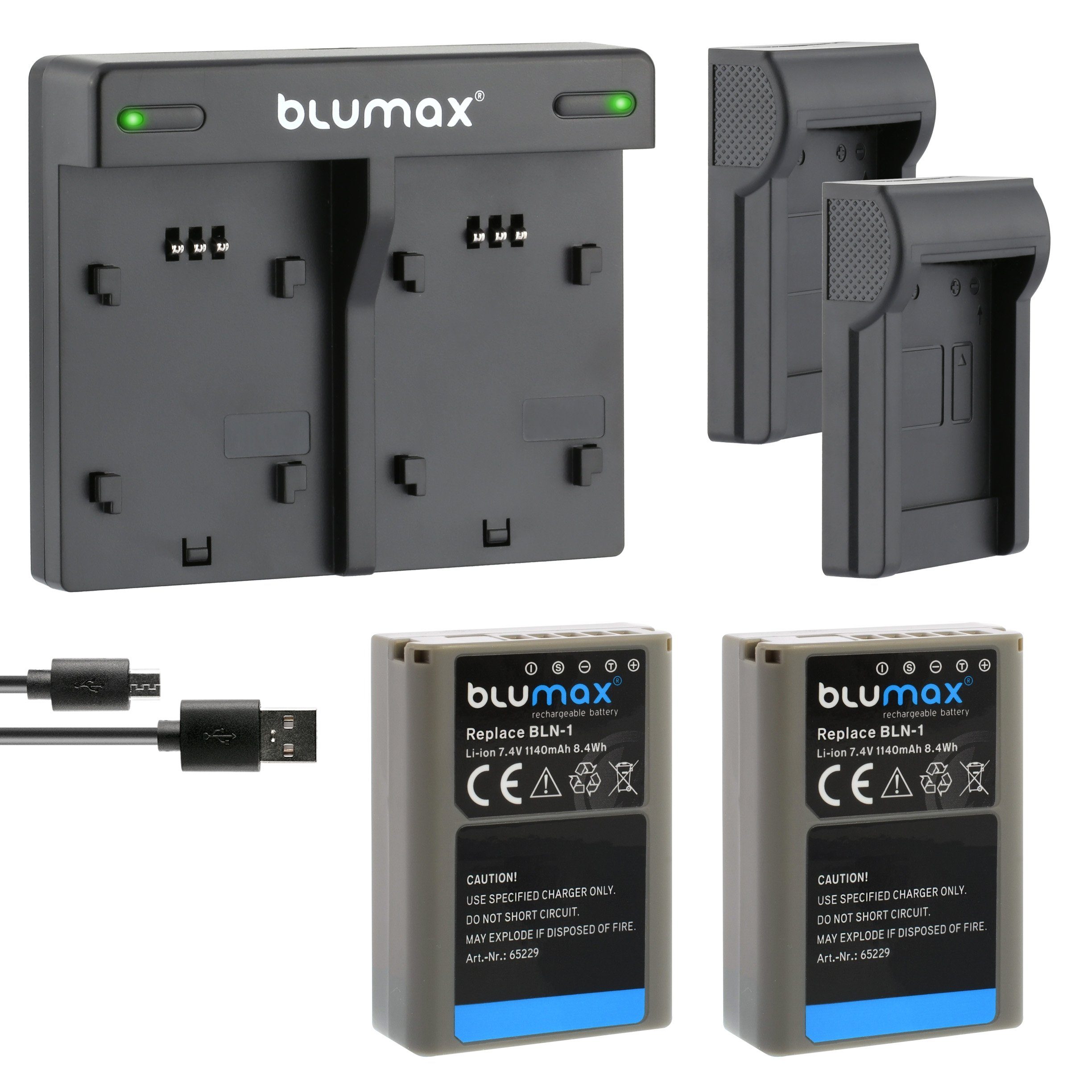 Blumax Set mit Lader für Olympus BLN-1 OM-D E-M1 1140 mAh Kamera-Akku | Kamera-Akkus