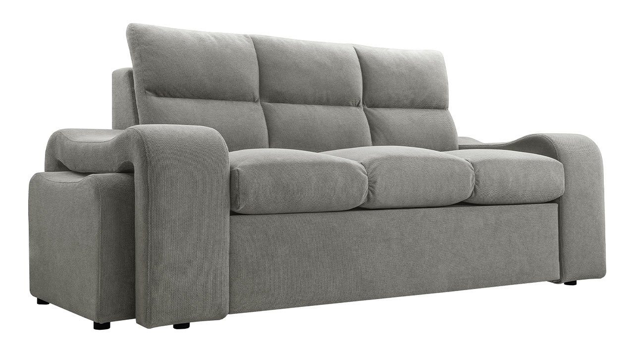 modernen auf zwei Dreisitzer MÖBEL Curio Stil, im Sofa Sitzpuffs, MKS VASTO, Wellenfeder einer Grau mit