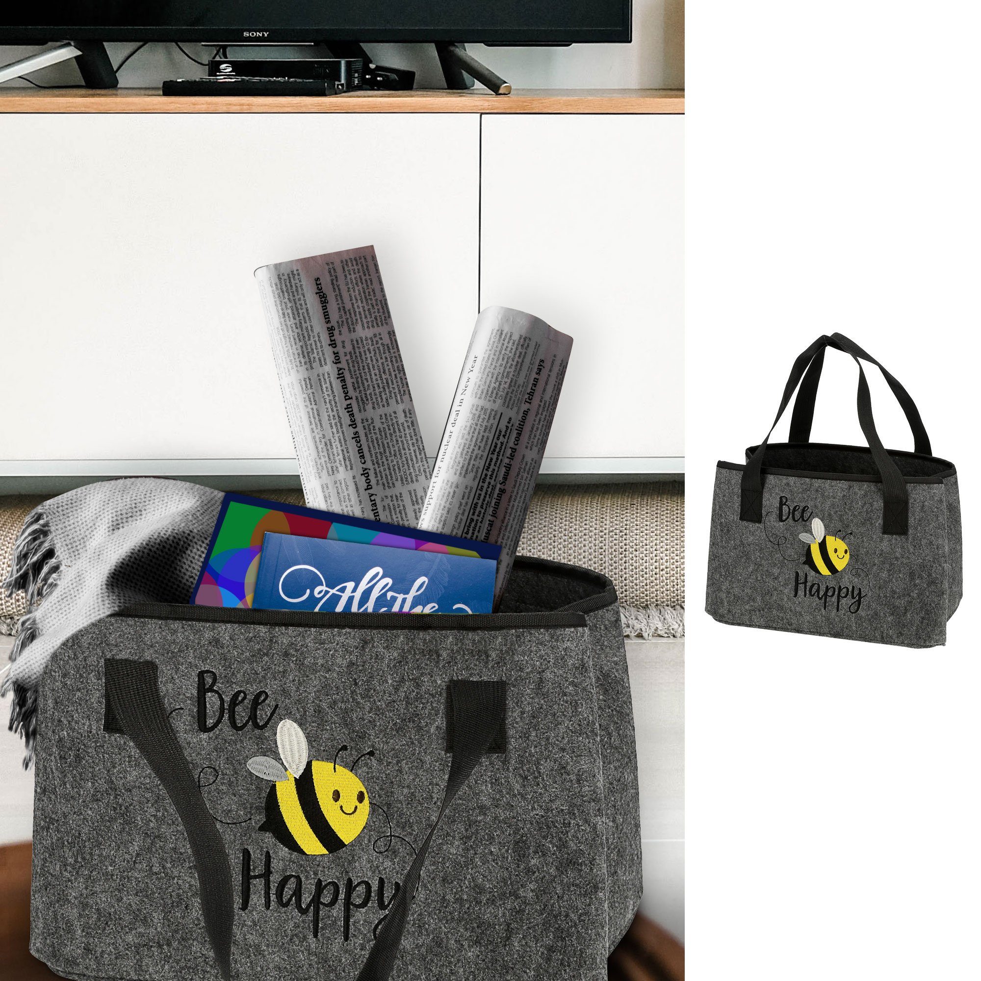 CEPEWA Shopper Aufbewahrungstasche Biene Filz Shopper Tragetasche günstig online kaufen