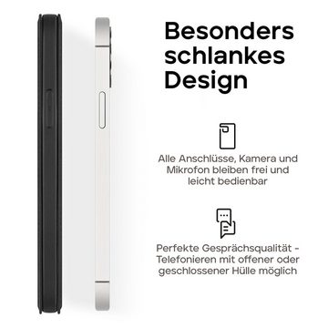 wiiuka Handyhülle Hülle für iPhone 15 Klapphülle Leder Case Tasche Klapptasche, Klapphülle Handgefertigt - Deutsches Leder, Premium Case
