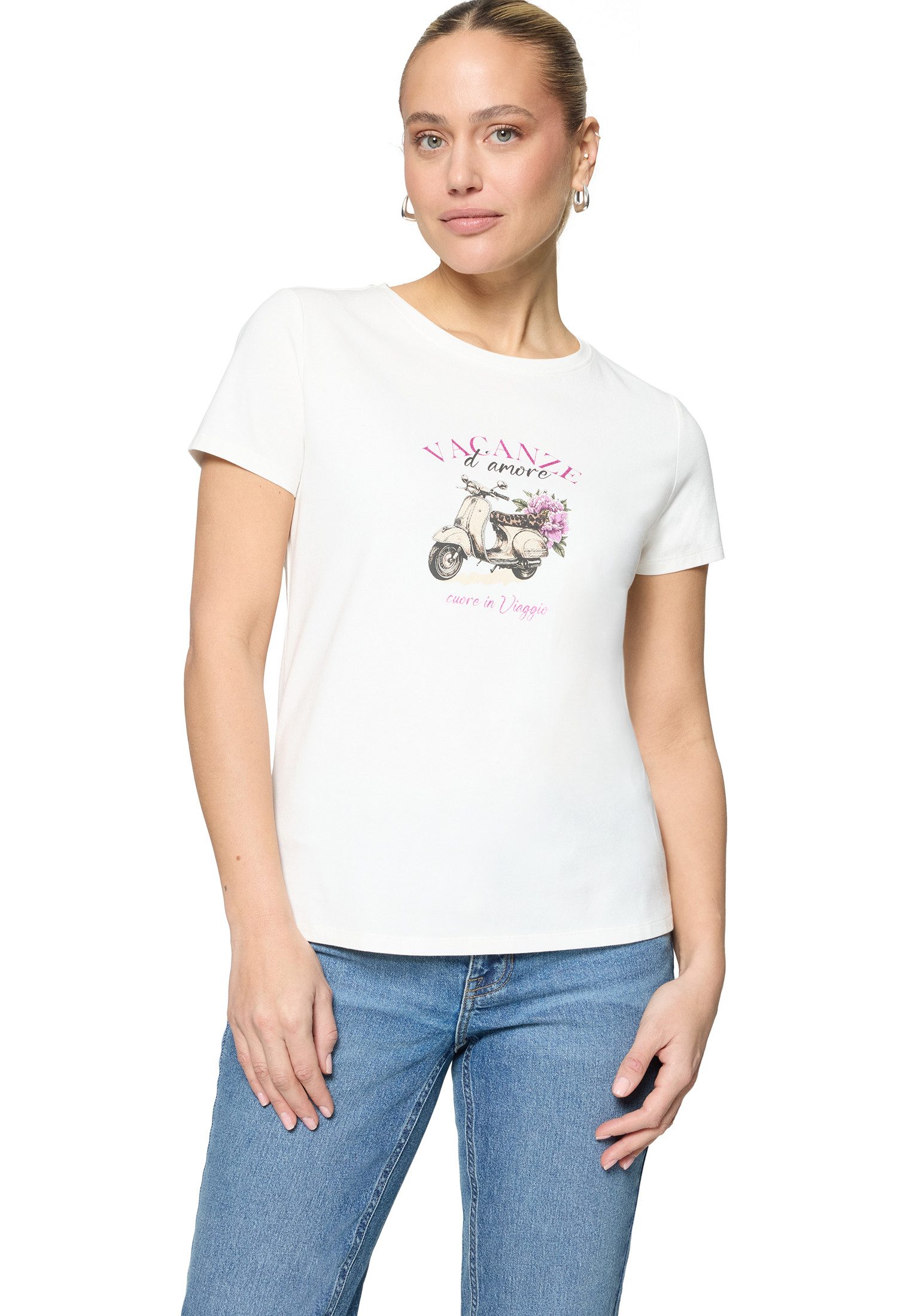 Zero Kurzarmshirt Damen mit Print (1-tlg) Glitzer