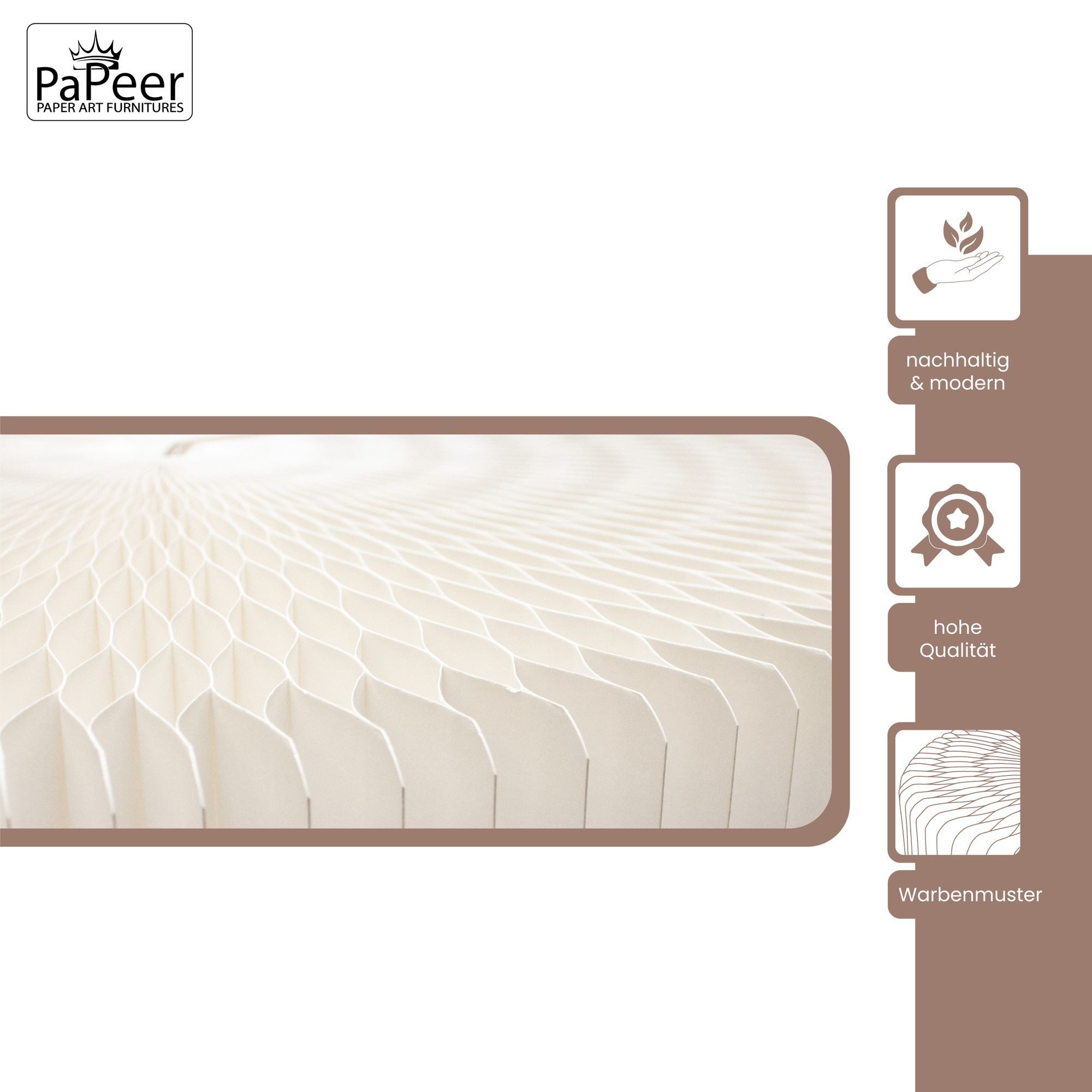 PaPeer Wohnzimmer-Set Tisch, (76 × 50 cm, weiß, 1-St), Faltbar, Pappmöbel, platzsparend