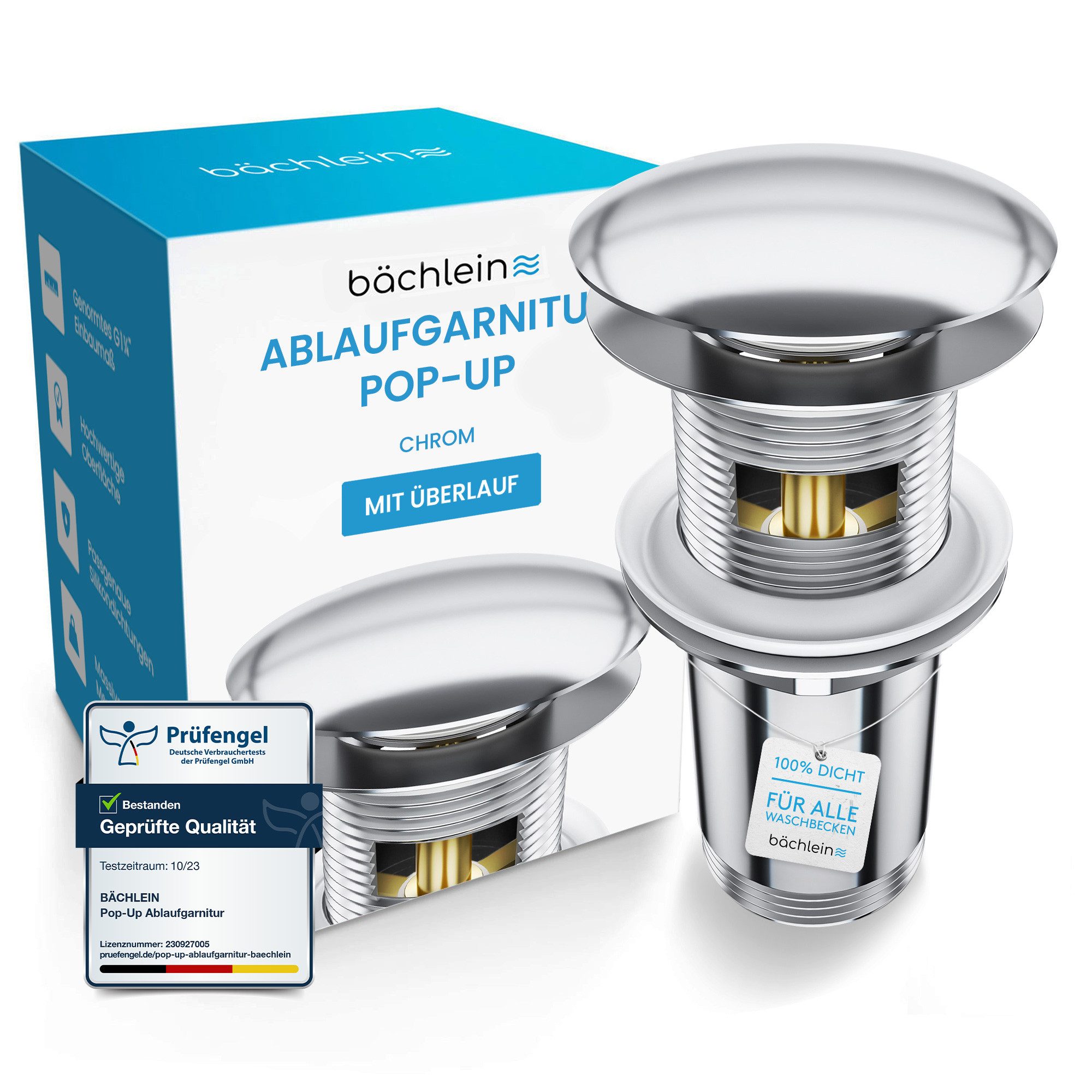 Bächlein Ablaufgarnitur Waschbeckenabfluss Pop Up (Waschbeckenstöpsel mit Ü günstig online kaufen
