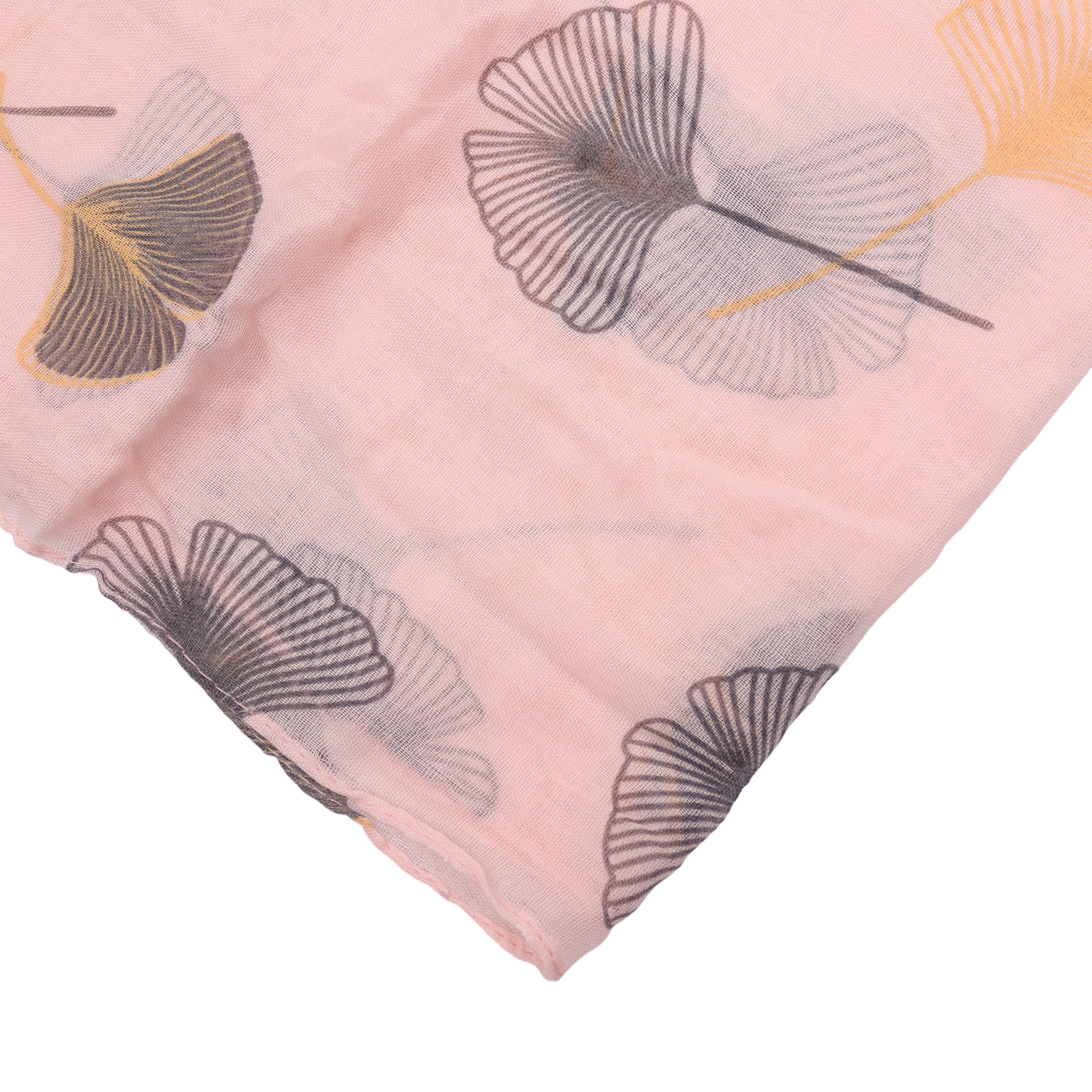 MIRROSI Loop Damen Schal mit Ginkgo-Muster Weich aus 100% Baumwolle Schlauchschal, (ca.160x45cm zweimal um den Hals wickelbar) – Bild 4 von 4
