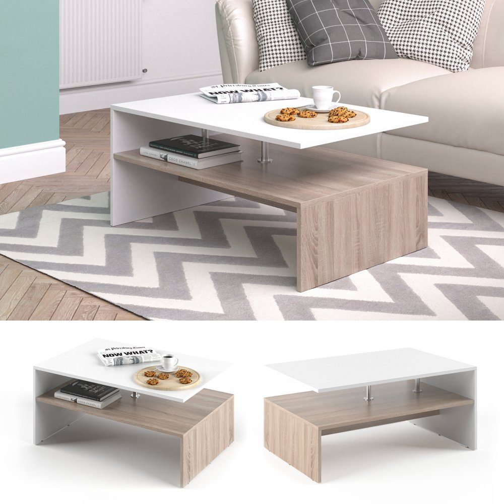 Vicco Couchtisch Amato, Weiß/Sonoma, 90 x günstig online kaufen