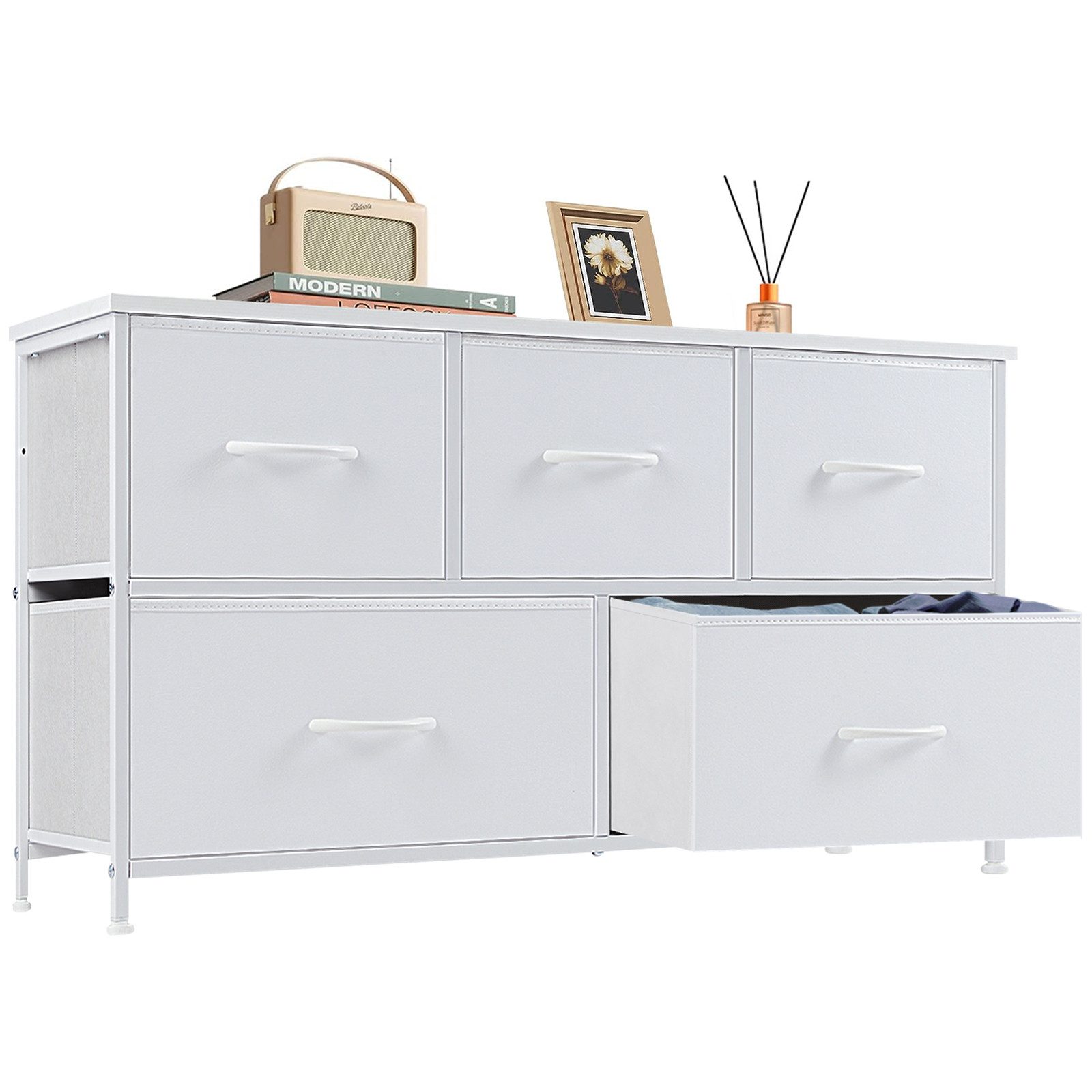 Schubkastenkommode Kommode, Stauraumschrank mit 5 Schubladen für Schlafzimmer Wohnzimmer
