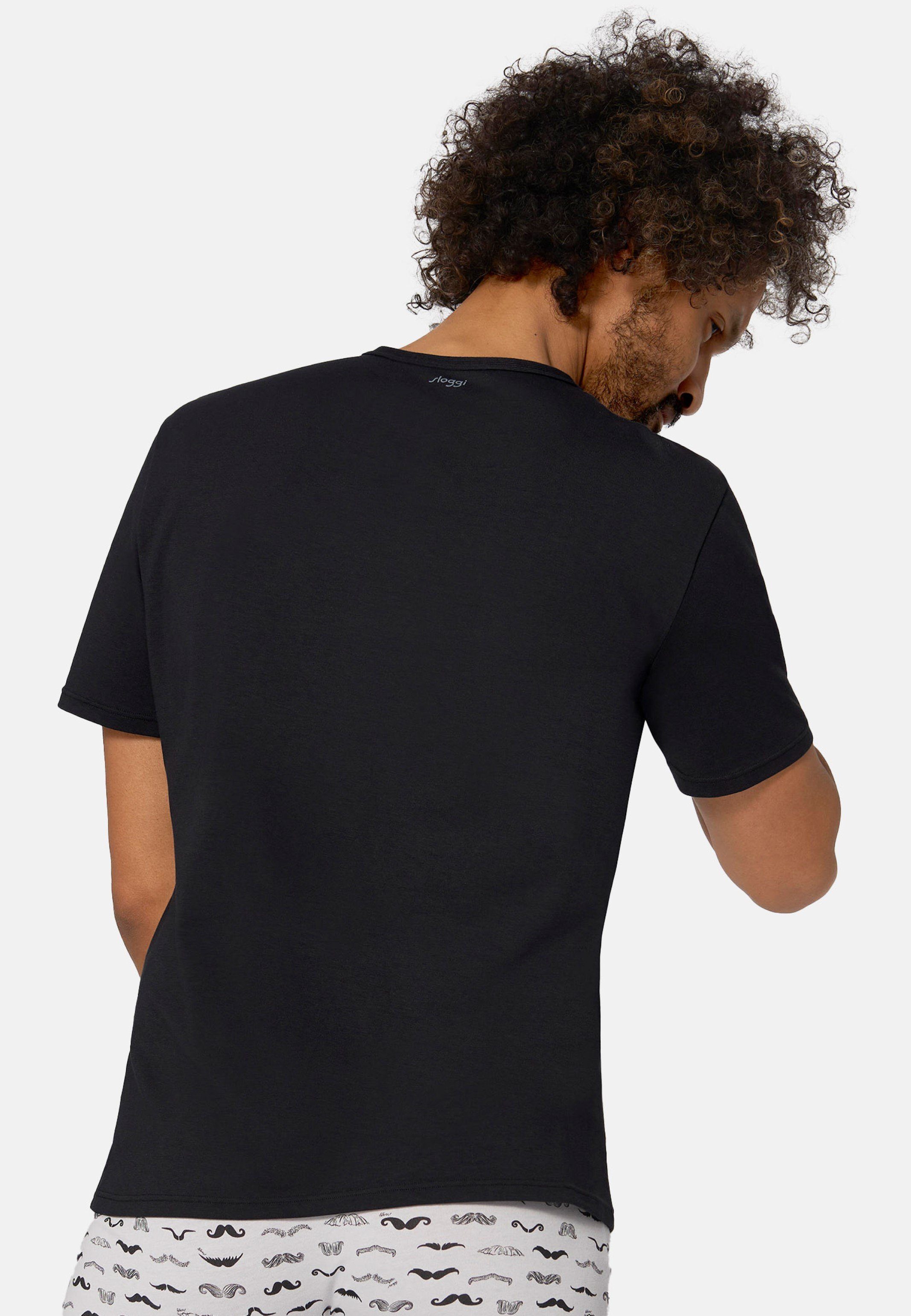 - / Unterhemd - Pack Atmungsaktiv Shirt Organic Baumwolle Sloggi (Spar-Set, Unterhemd Go 2er Cotton 2-St) Kurzarm Schwarz -
