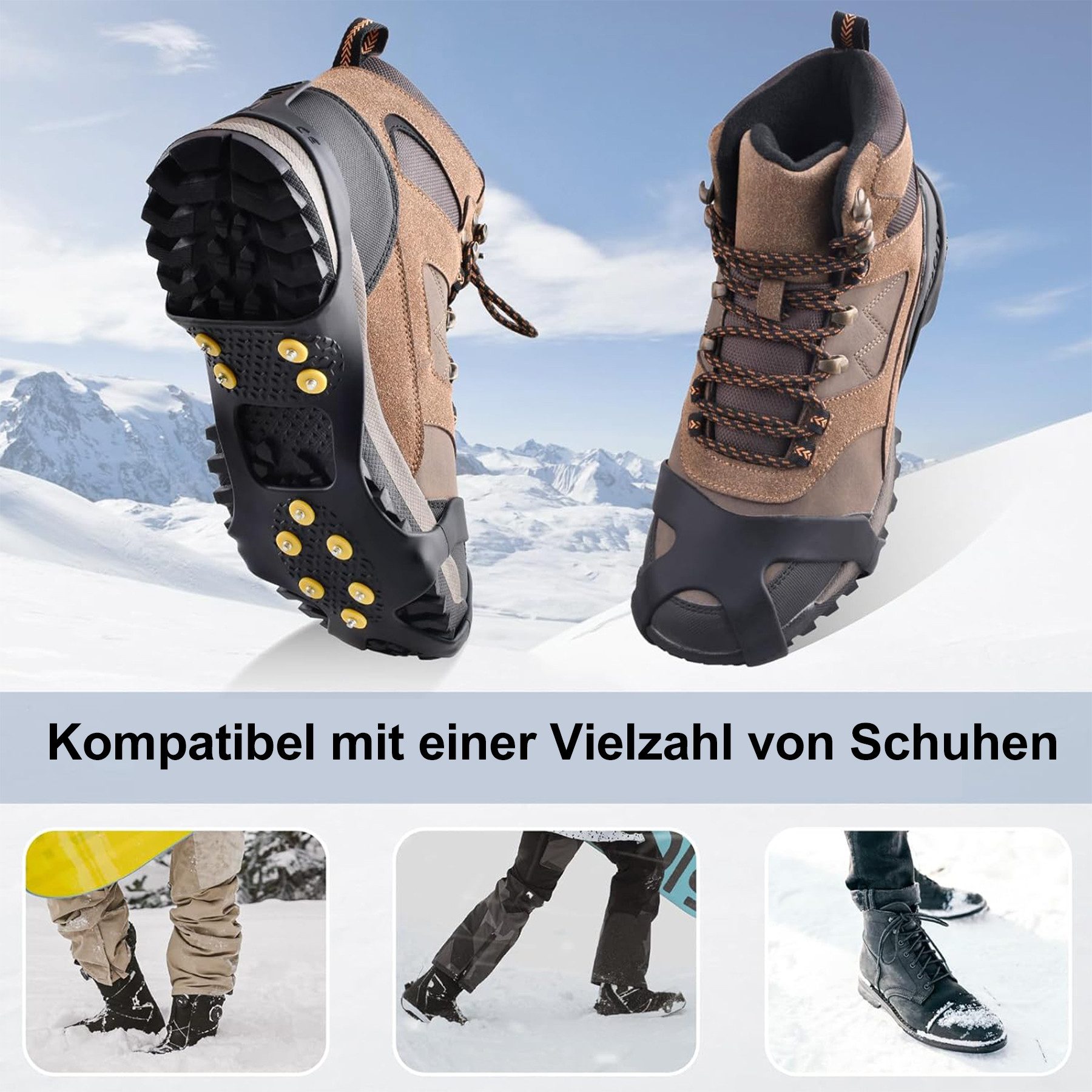 Mutig Spikes 3 Paar Anti Rutsch Schuhspikes,Spikes Schuhe Schuhkrallen mit 10 Zähne (Spikes zum Überziehen, spikes für schuhe winter, Steigeisen für Damen & Her – Bild 5 von 5