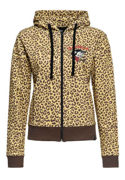 QueenKerosin Kapuzensweatjacke mit All-over-Print in Leo-Optik