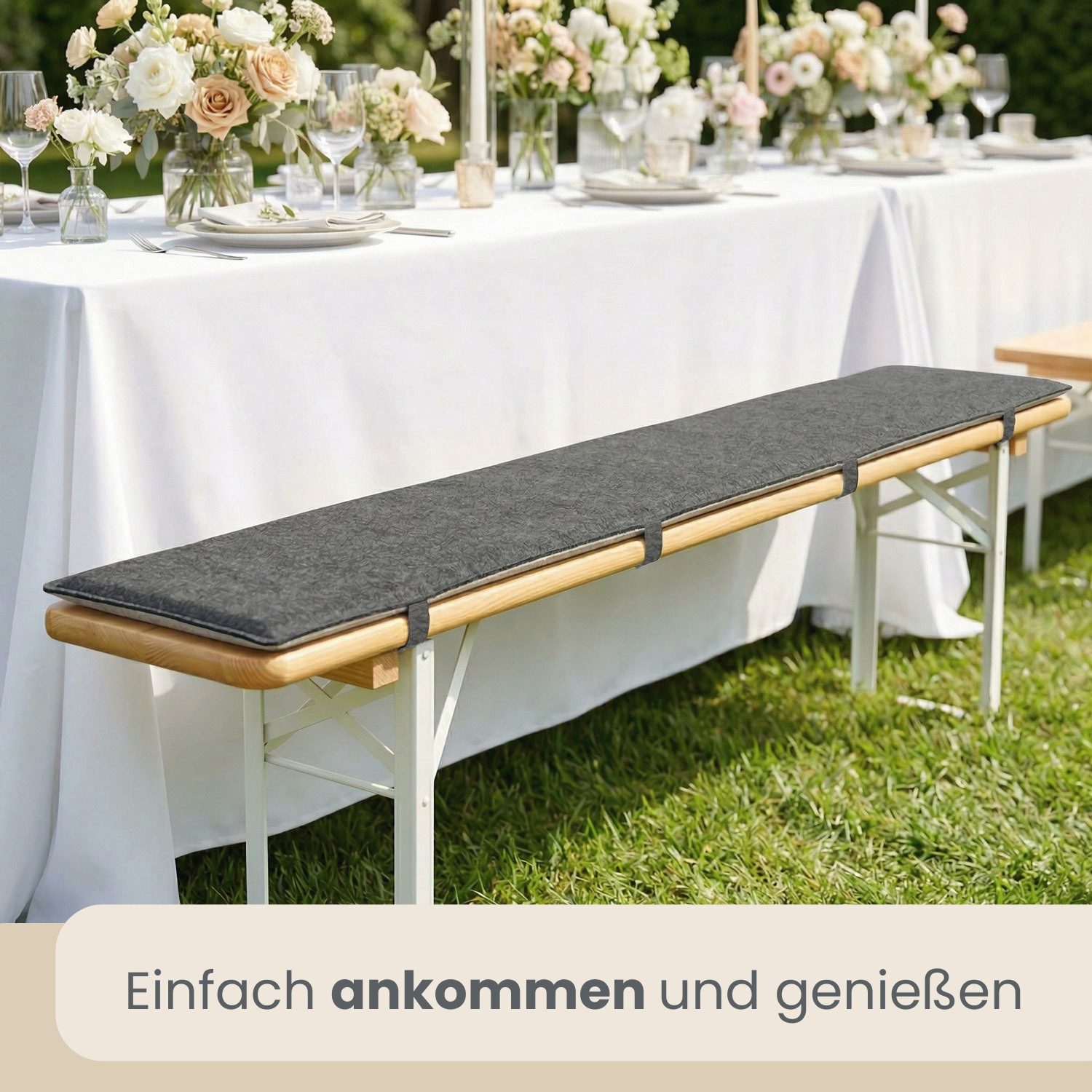 DuneDesign Bankauflage 2er Set 220 x 25 x 1 cm Filz Bierbankauflage Sitzauflage zum Wenden, Bierzeltgarnitur Sitzkissen - Wende-Sitzpolster - Biertisch & Festbank