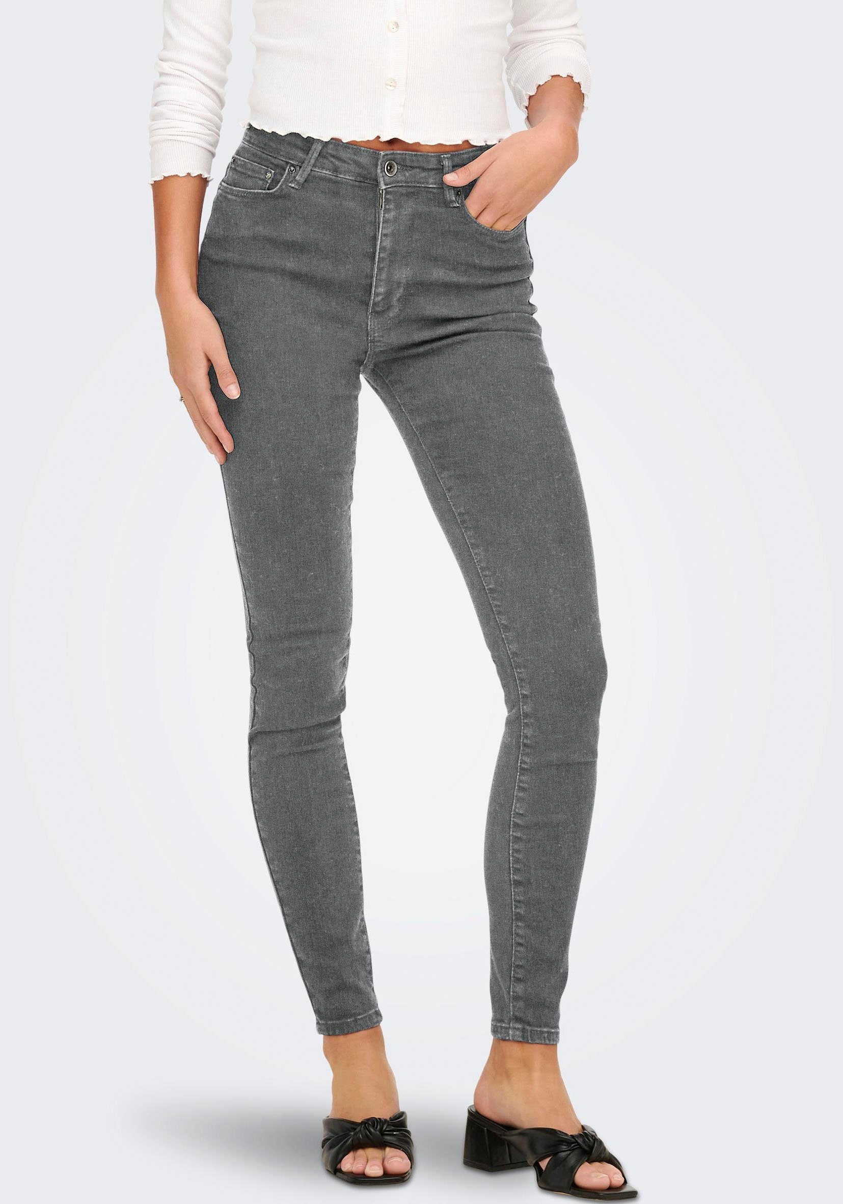 ONLY High-waist-Jeans ONLICONIC HW SK LONG ANK DNM NOOS Grey Denim