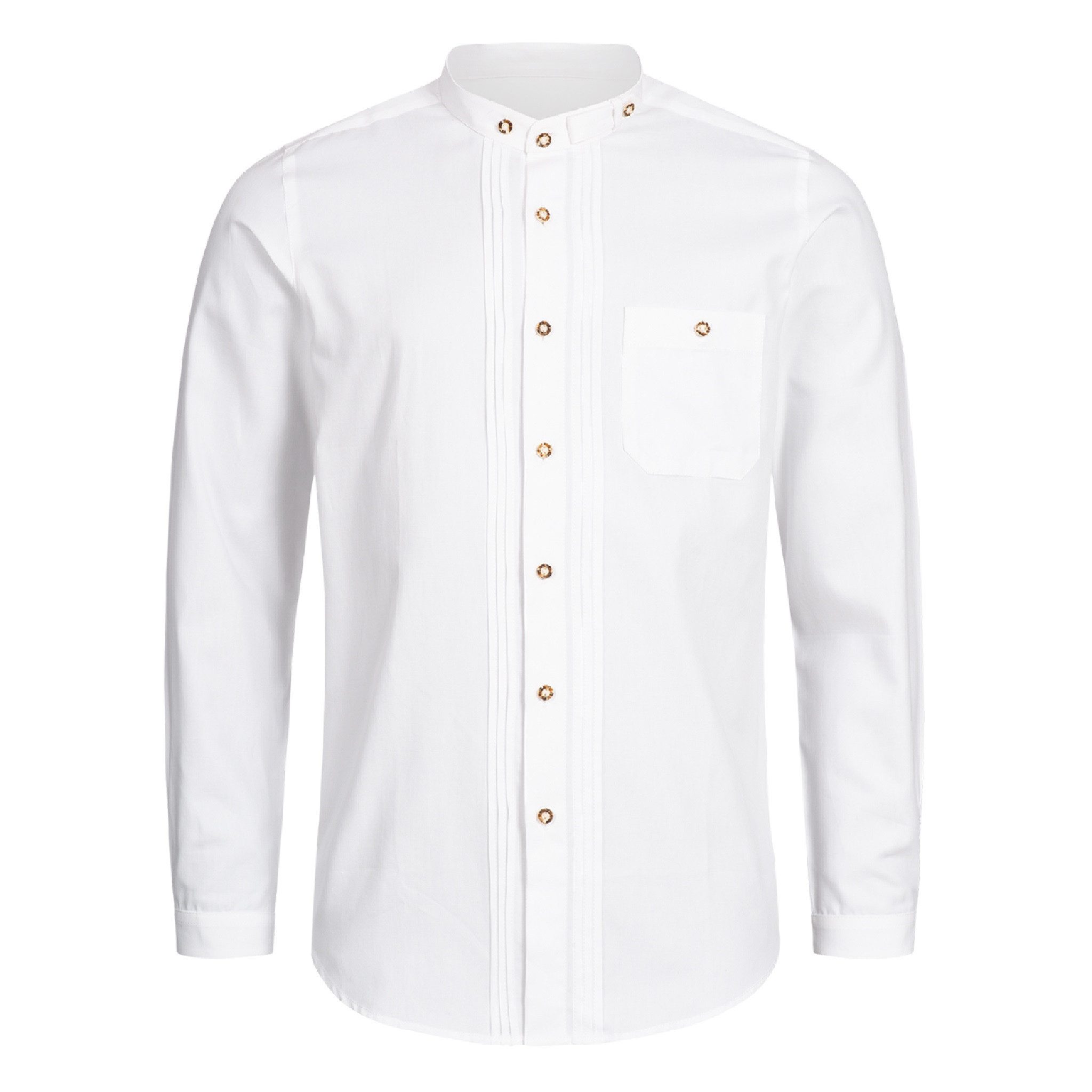 Stockerpoint Trachtenhemd Trachtenhemd OC-Fredi, Weiss mit Stehkragen, Regular Fit