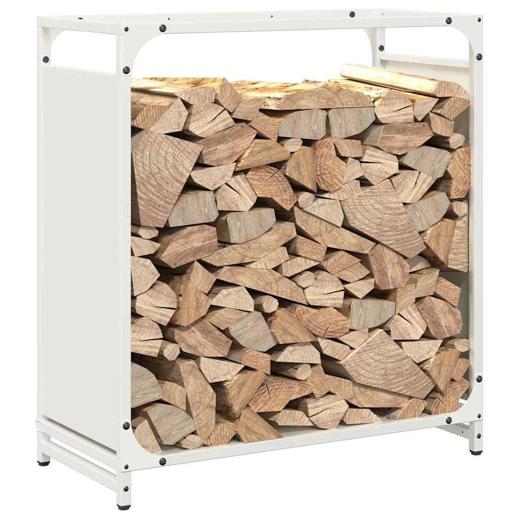 vidaXL Kaminholzregal 60 x 28 x 65 cm Brennholzregal Weiß 60x28x65 cm Kaltgewalzter Stahl, BxTxH:60x28x65 cm