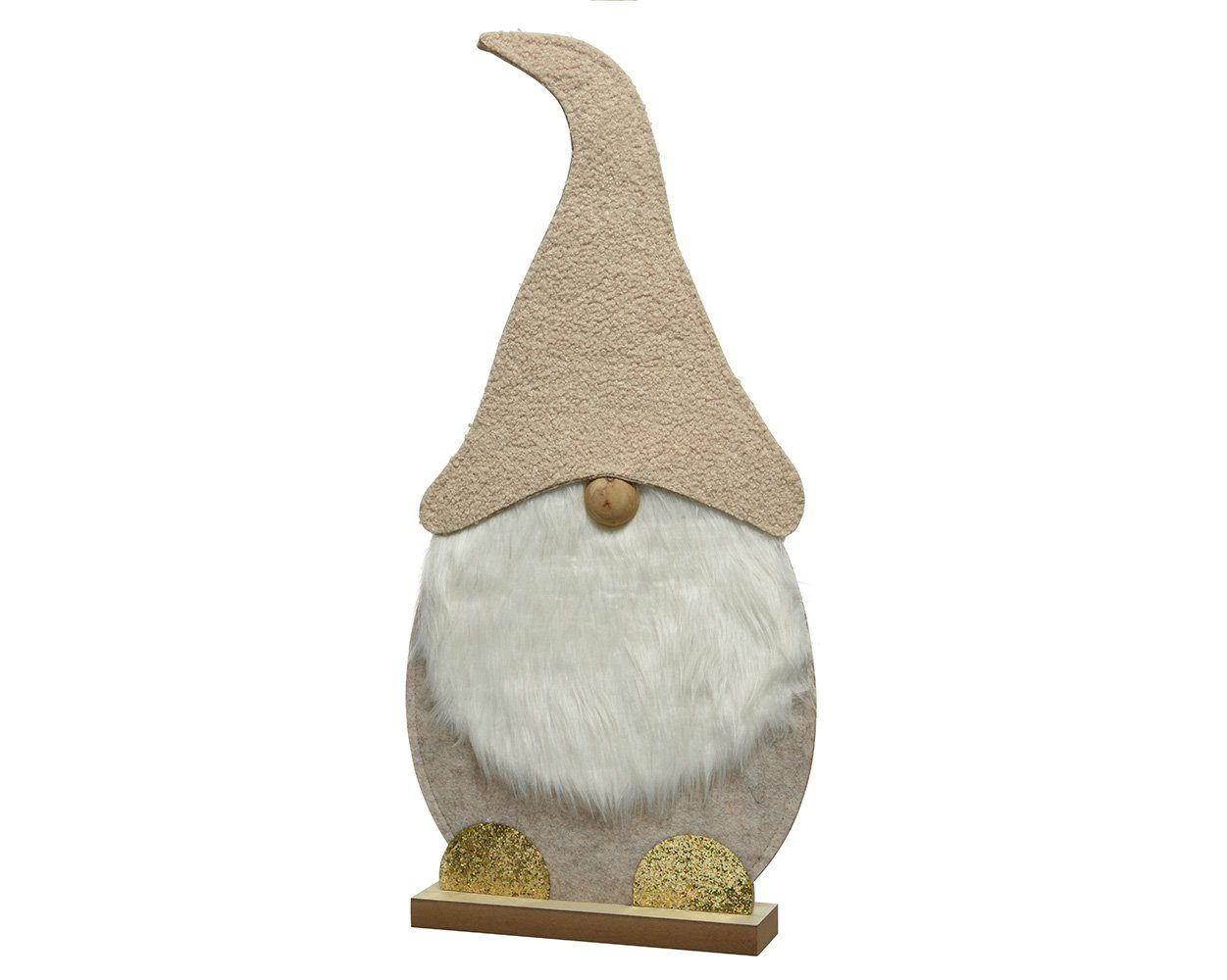 Decoris Aufsteller Figur / Holz 60cm Wichtel Weihnachtsfigur, mit decorations beige Filz season Fuss