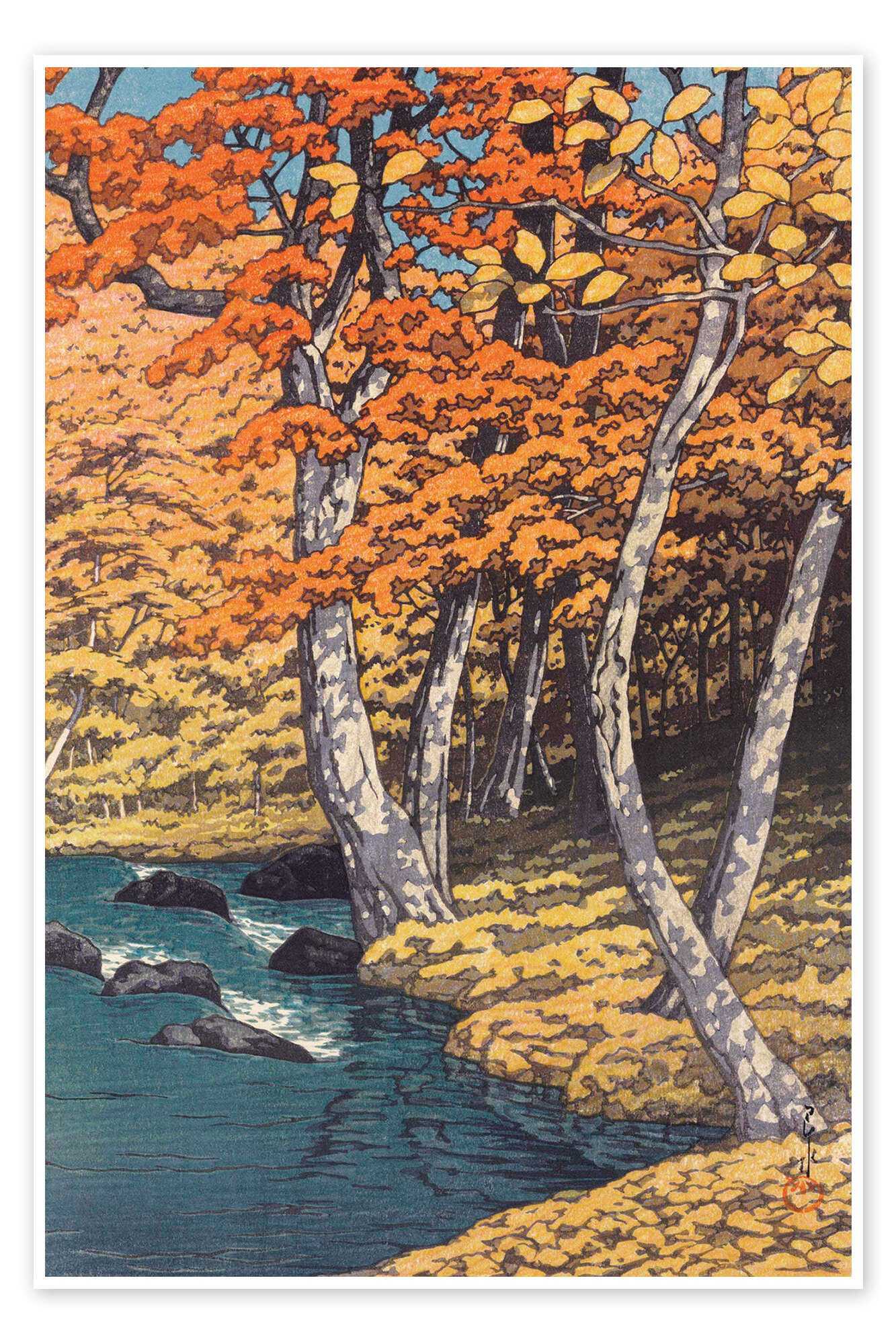 Posterlounge Wandbild Herbst bei Oirase, Kawase Hasui, erhältlich als Poster, Leinwandbild, Wandsticker oder Acrylglasbild