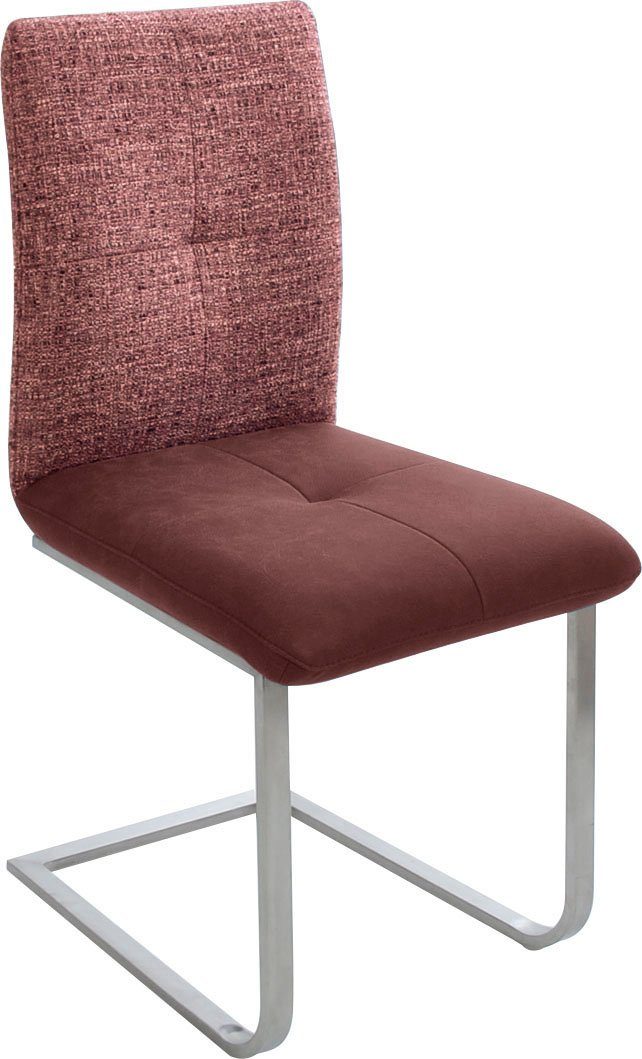 K+W Komfort & Wohnen Freischwinger Giacomo II (Set, 2 St), mit Metallgriff am Rücken, Sitz und Rücken gesteppt in Materialmix