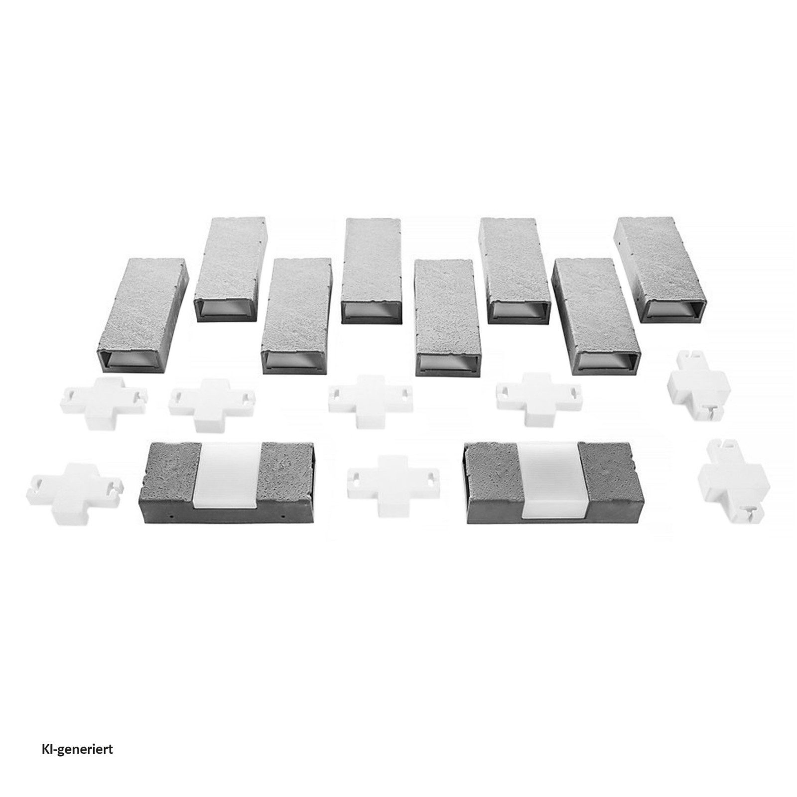 HTI-Living Beetumrandung Beetumrandung Nessa Solar Brick 10-teilig Grau, LxH: 23.3x4.5 cm, Set, Beetumrandung mit 10 Modulen inkl. Solarbeleuchtung, Beetbegrenzung Beeteinfassung Rasenkante