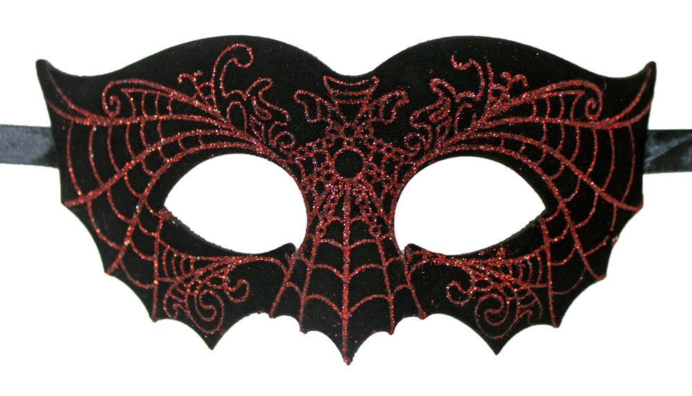 Zoelibat Verkleidungsmaske Fledermaus Augenmaske - Schwarz mit rotem Glitze günstig online kaufen