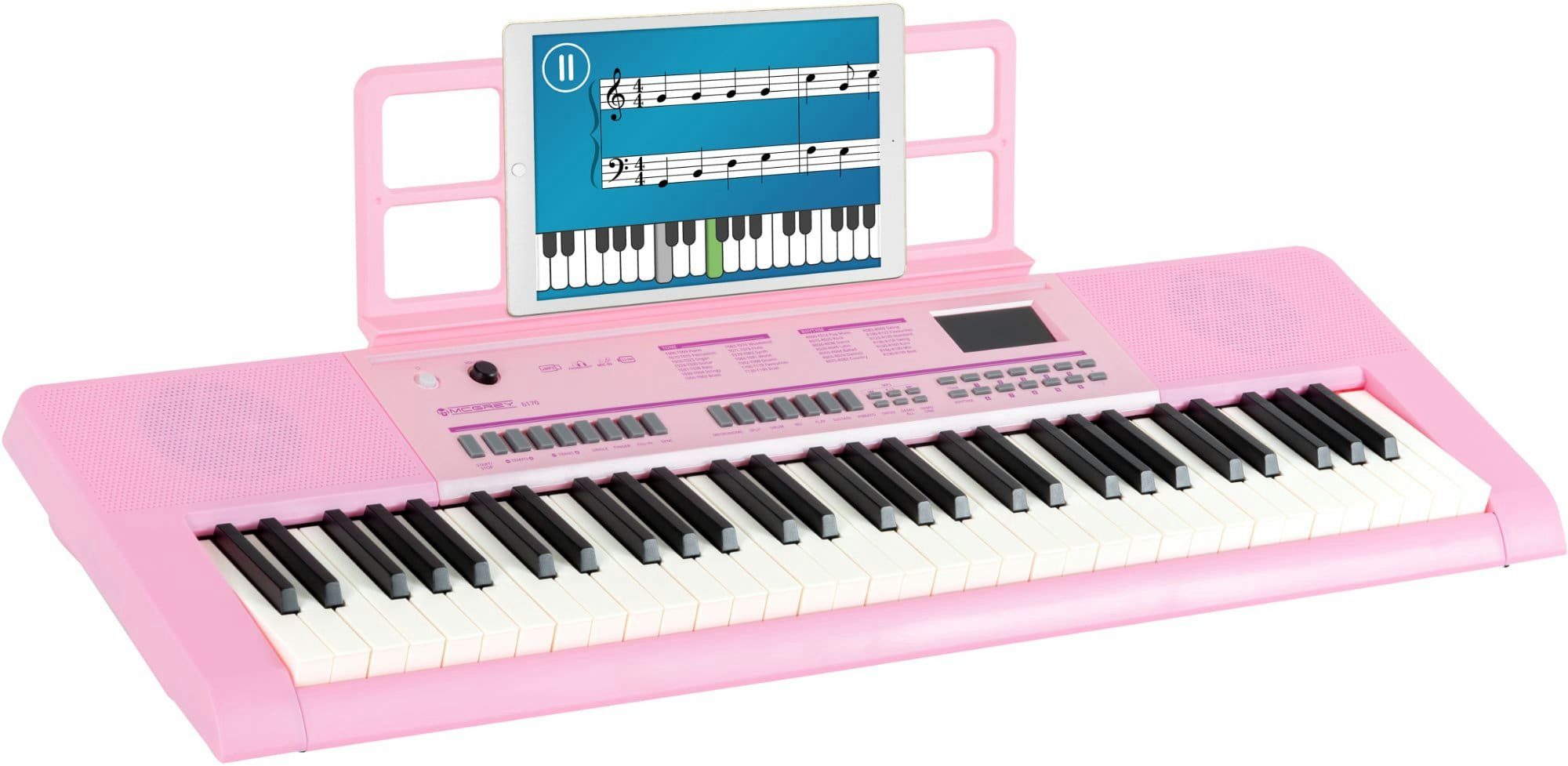 McGrey Home Keyboard 6170 Akku-Keyboard - 61 Tasten-Keyboard mit integriertem Akku, (mit Begleitautomatik und Lernfunktion, Inkl. Mikrofon und Notenhalter), Eingebauter MP3-Player via USB-Stick