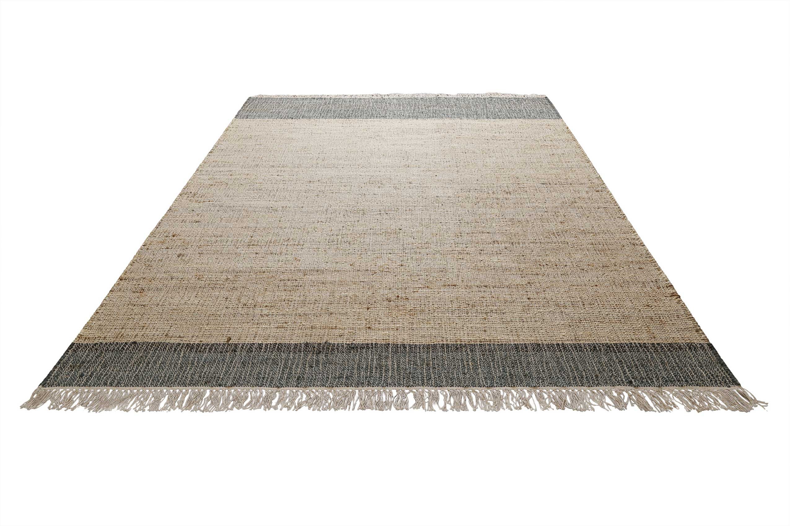 Green Looop Teppich Viktor GL-82303, rechteckig, Höhe: 4 mm, Naturfaser Teppich aus 80% Jute 20% Baumwolle, mit Fransen, Wohnzimmer