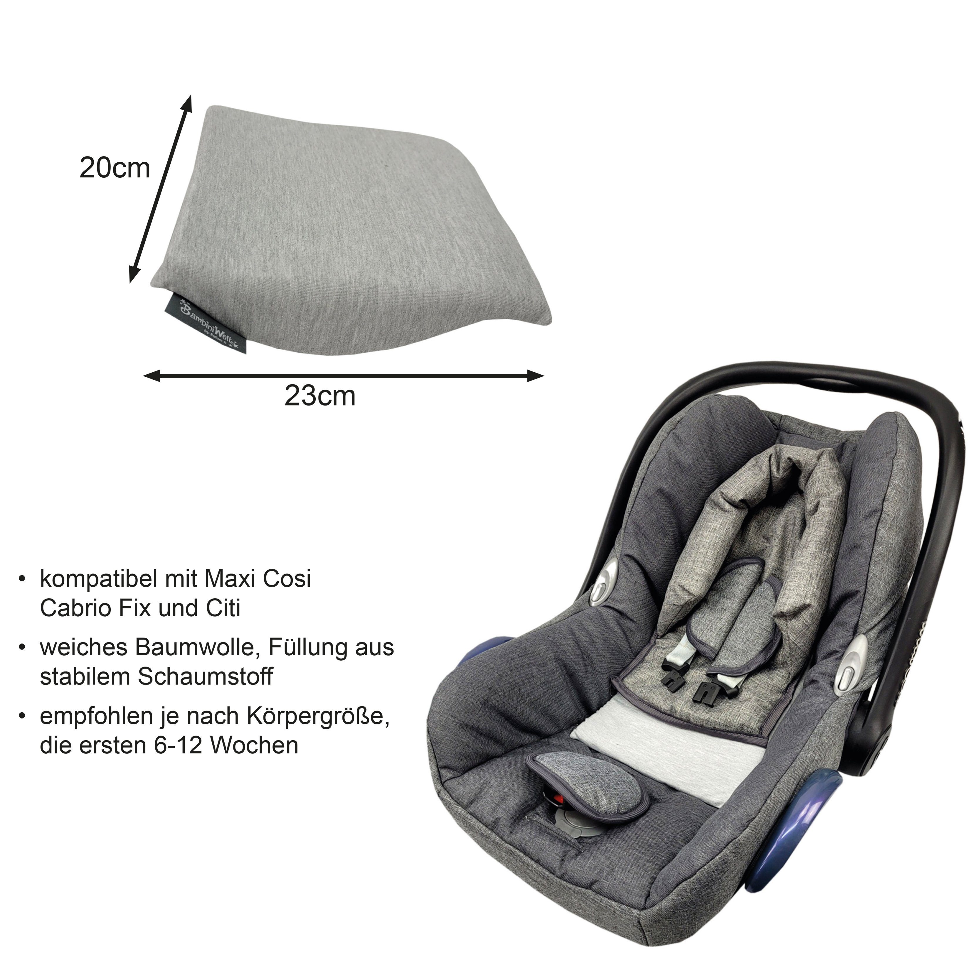 BambiniWelt by Rafael K. Babyschale Sitzkeil Sitzverkleinerer Keilkissen für Babyschale, ab: ab Geburt, bis: bis 3 Monate