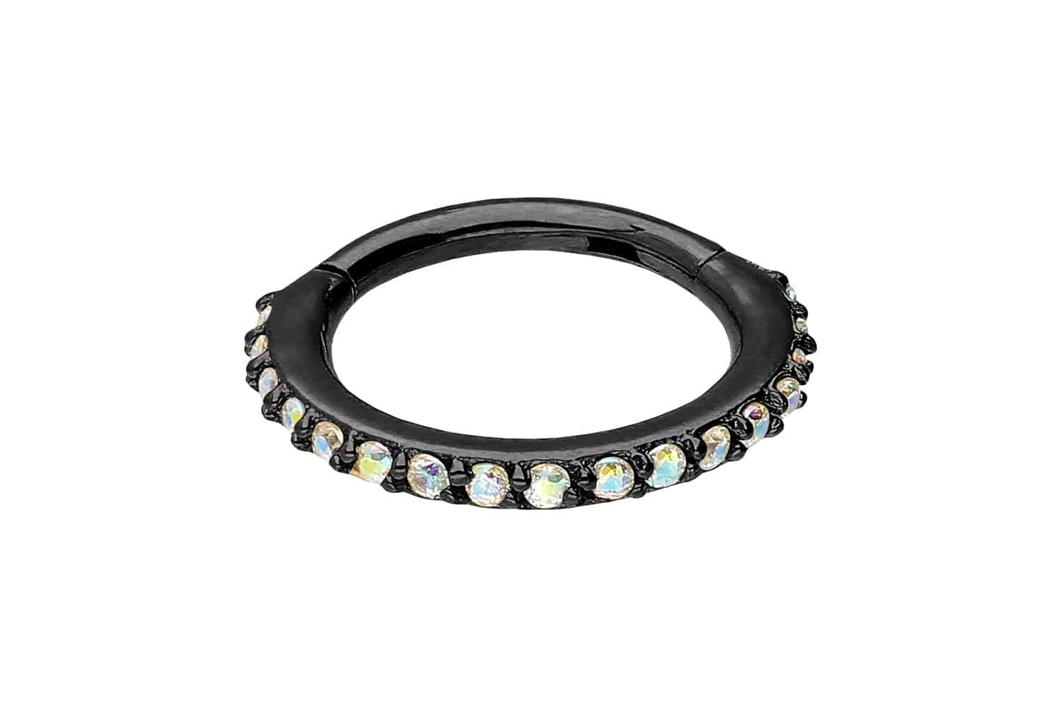 PIERCINGLINE Piercing-Set Chirurgenstahl Segmentring Clicker EINGEFASSTE günstig online kaufen