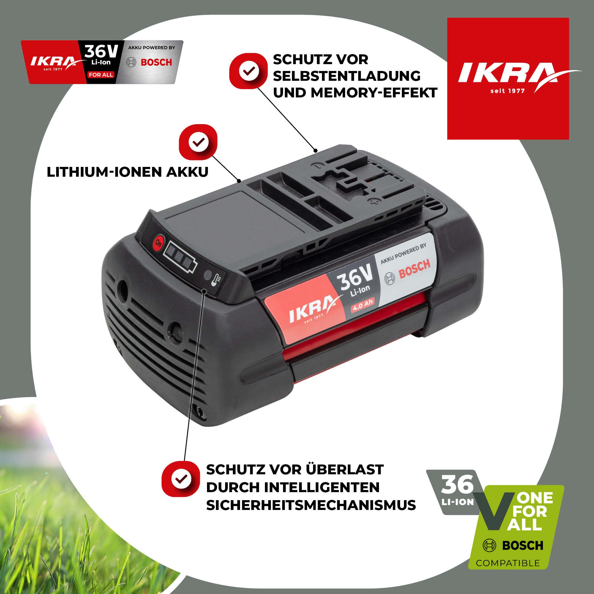 ikra GmbH IKRA BOSCH 36V Akku 4000 mAh, 36 V (4,0 Ah)