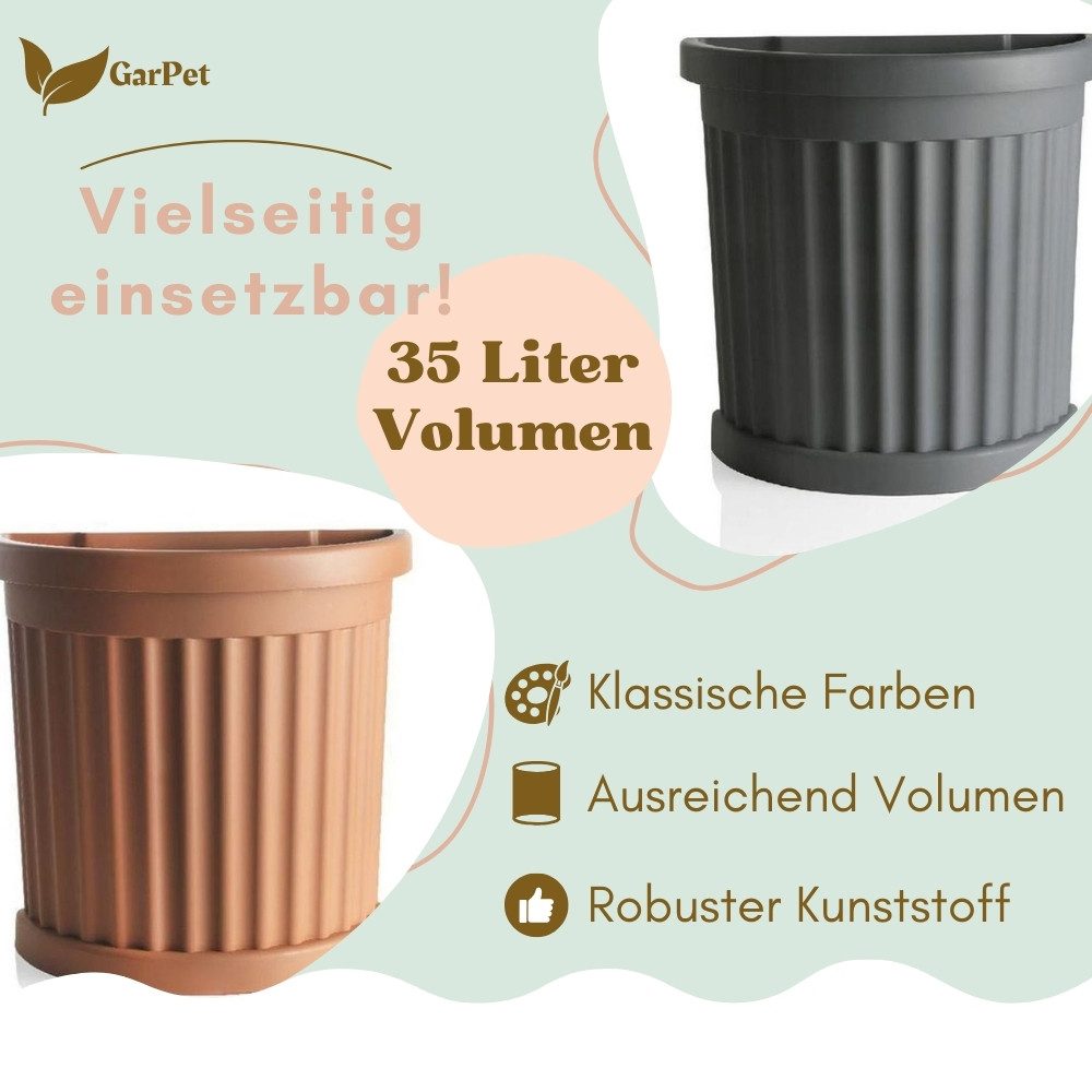 GarPet Pflanzkübel Pflanzkübel Halbrund terracotta, Blumenkübel