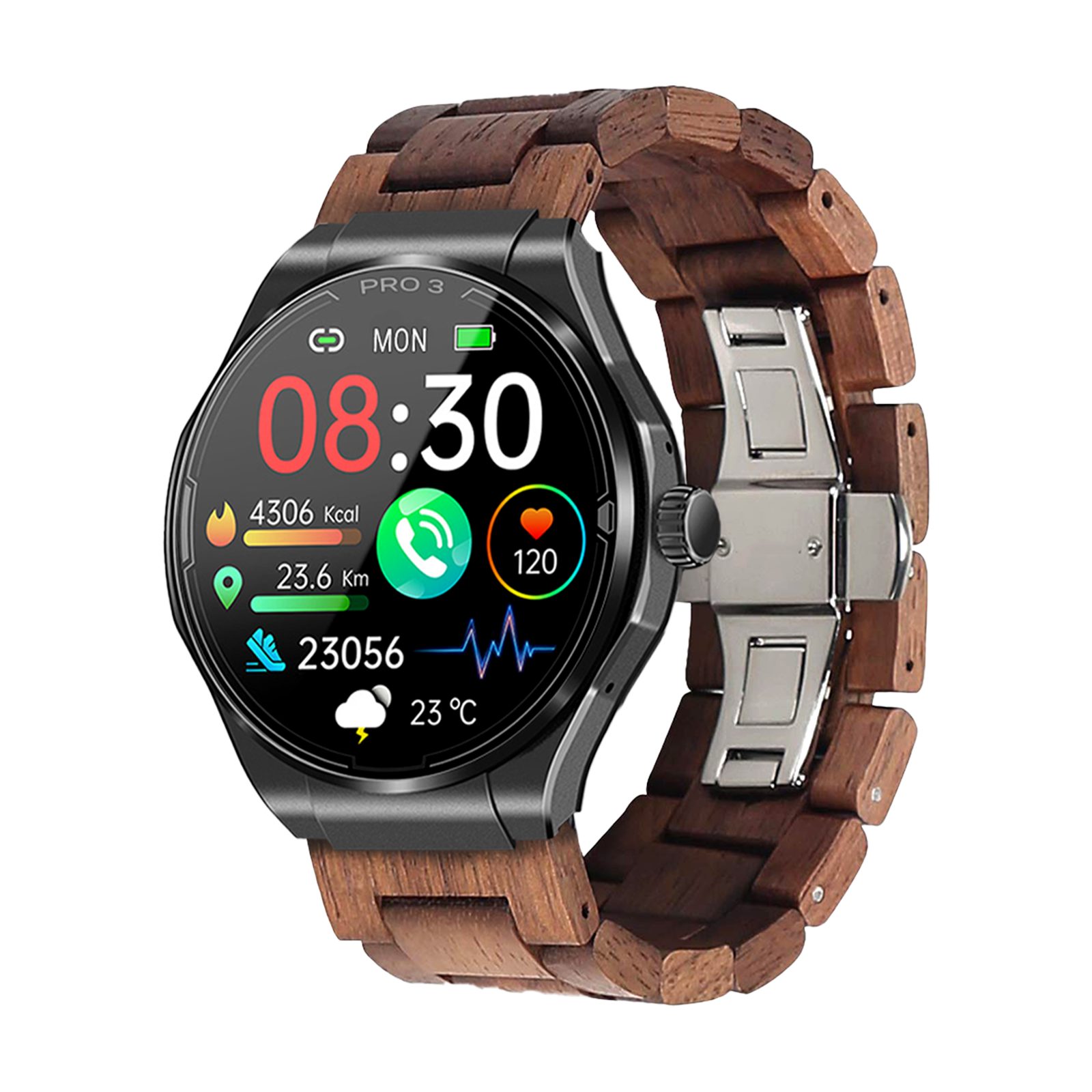 Knauermann PRO 3 (2024) Gesundheitsuhr mit Telefon & Notruffunktion Smartwatch, Bluetooth