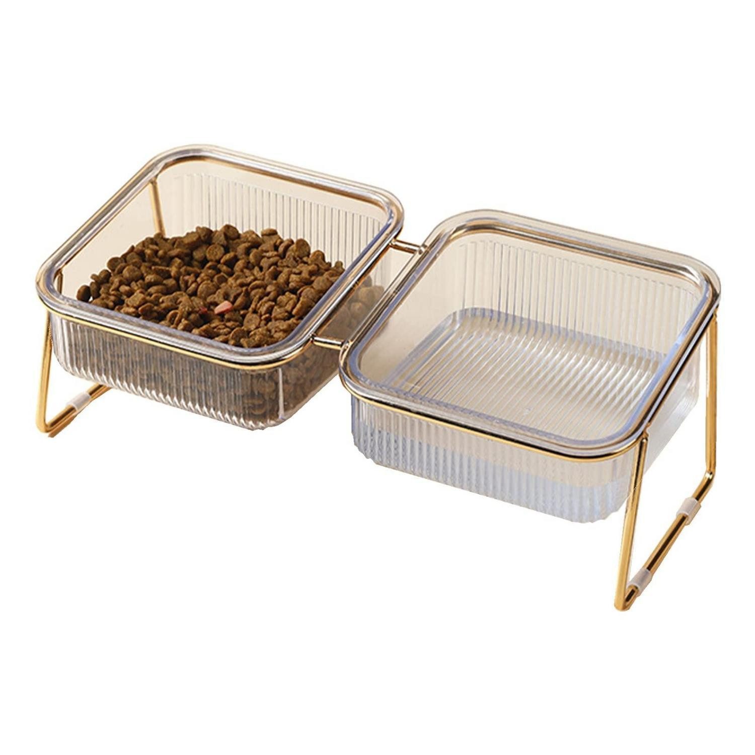 LuxusKollektion Napf-Set Erhöhte Futternäpfe Katze 15° Neigbar Doppelschale