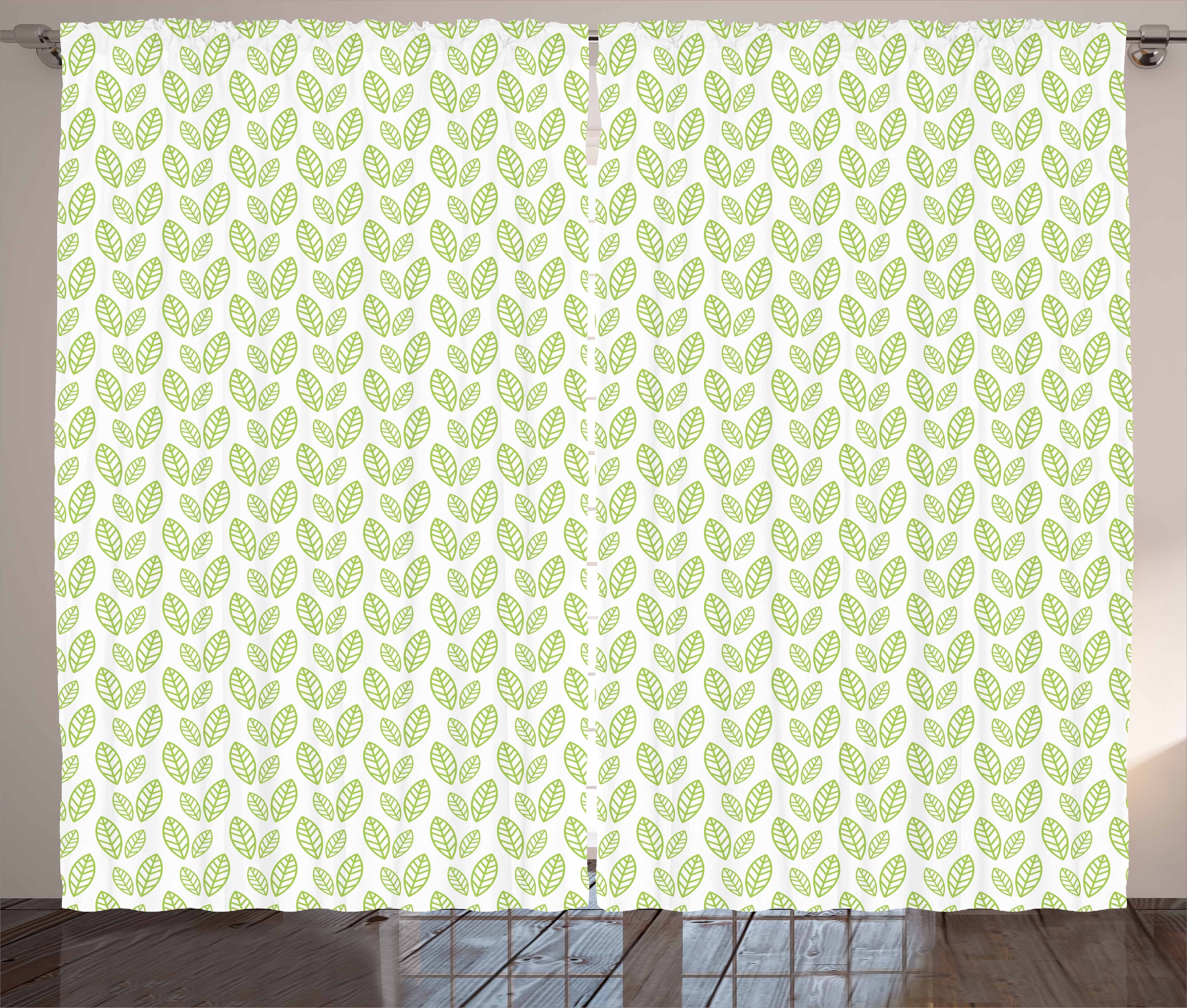 Gardine Schlafzimmer Kräuselband Vorhang mit Schlaufen und Haken, Abakuhaus, Grünes Blatt Abstrakt Simplistic