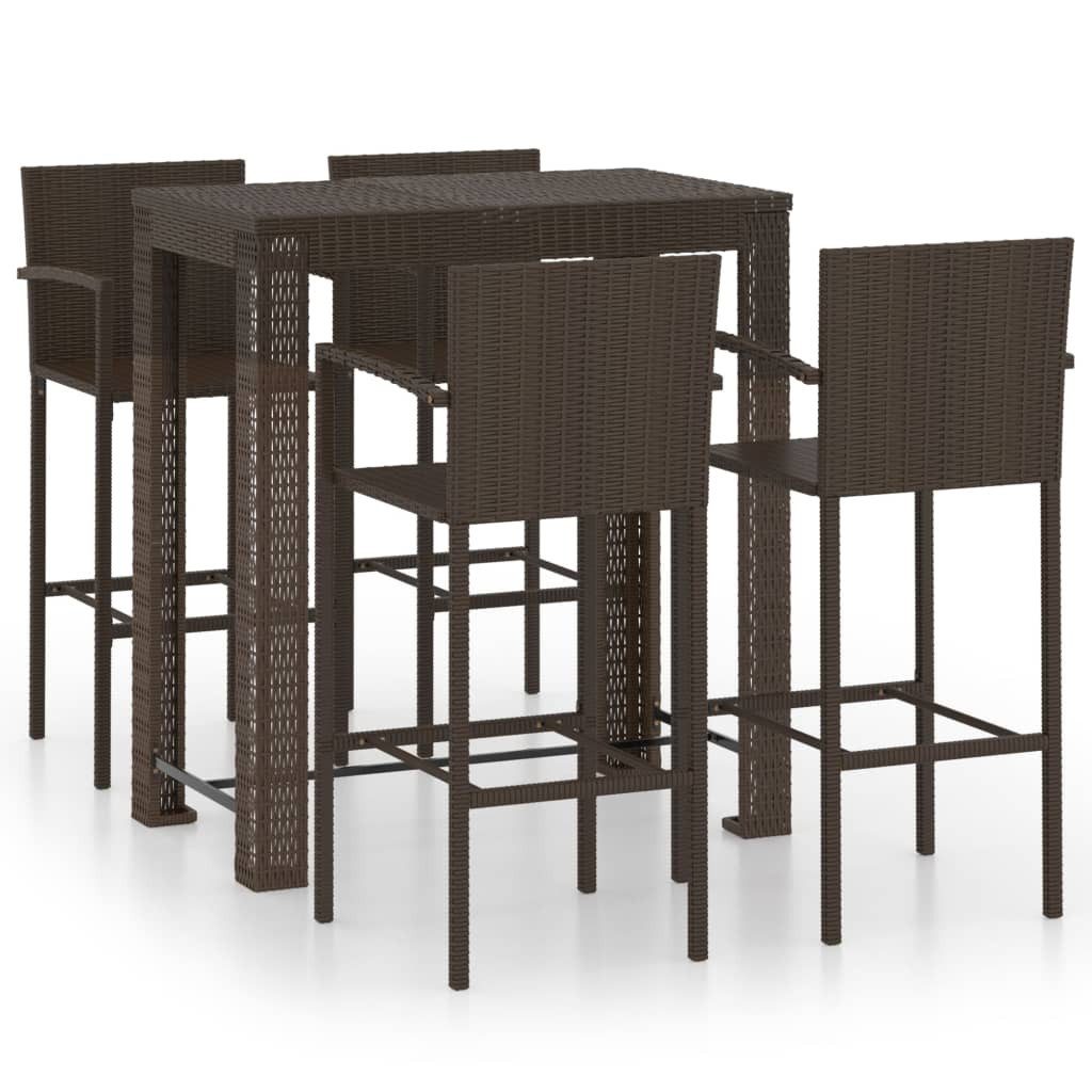 vidaXL GartenloungeSet 5tlg. GartenBarSet mit Armlehnen Poly Rattan