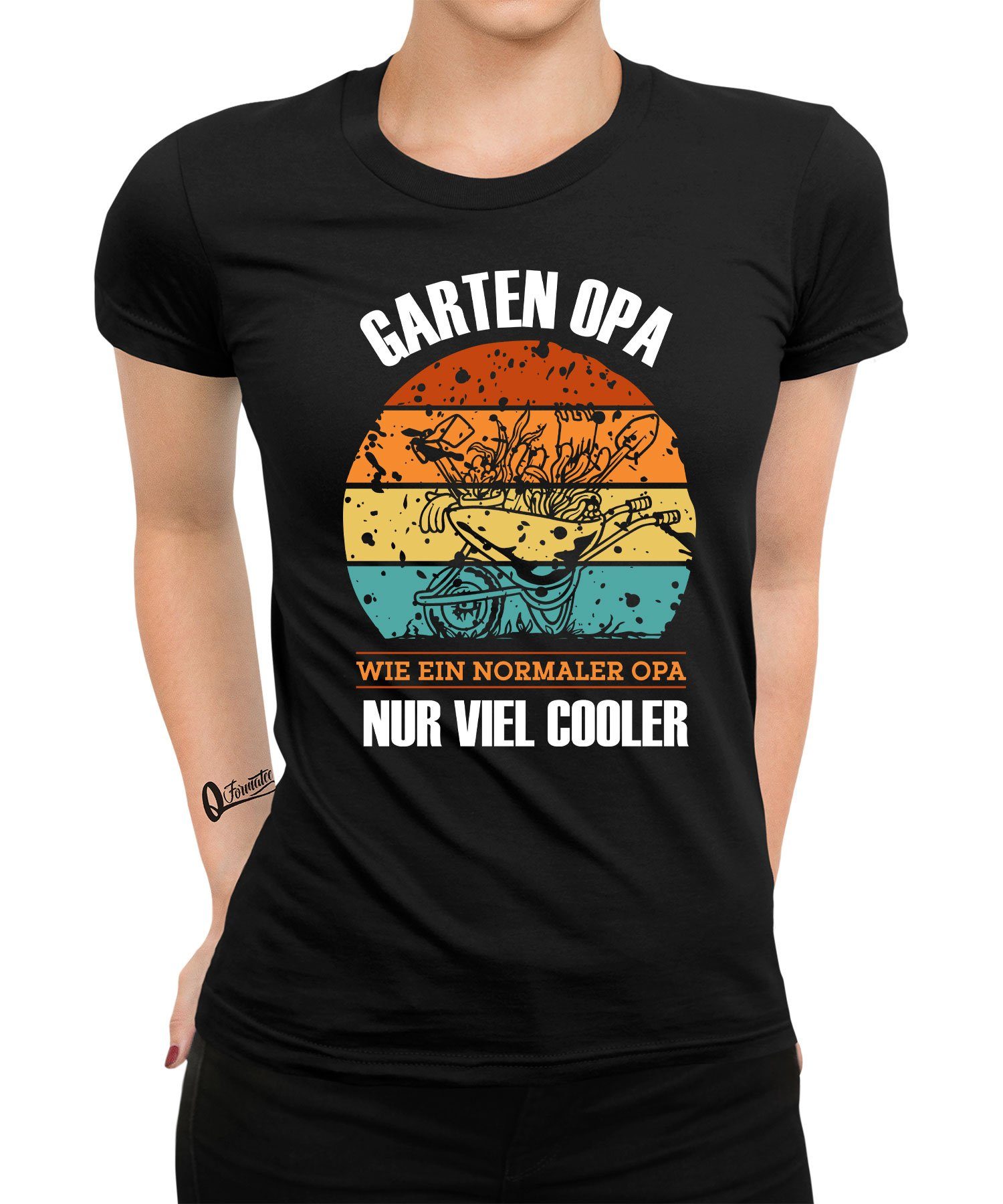 - (1-tlg) Kurzarmshirt T-Shirt Garten Gärtner Damen Formatee Quattro Opa Pflanze Hobbygärtner