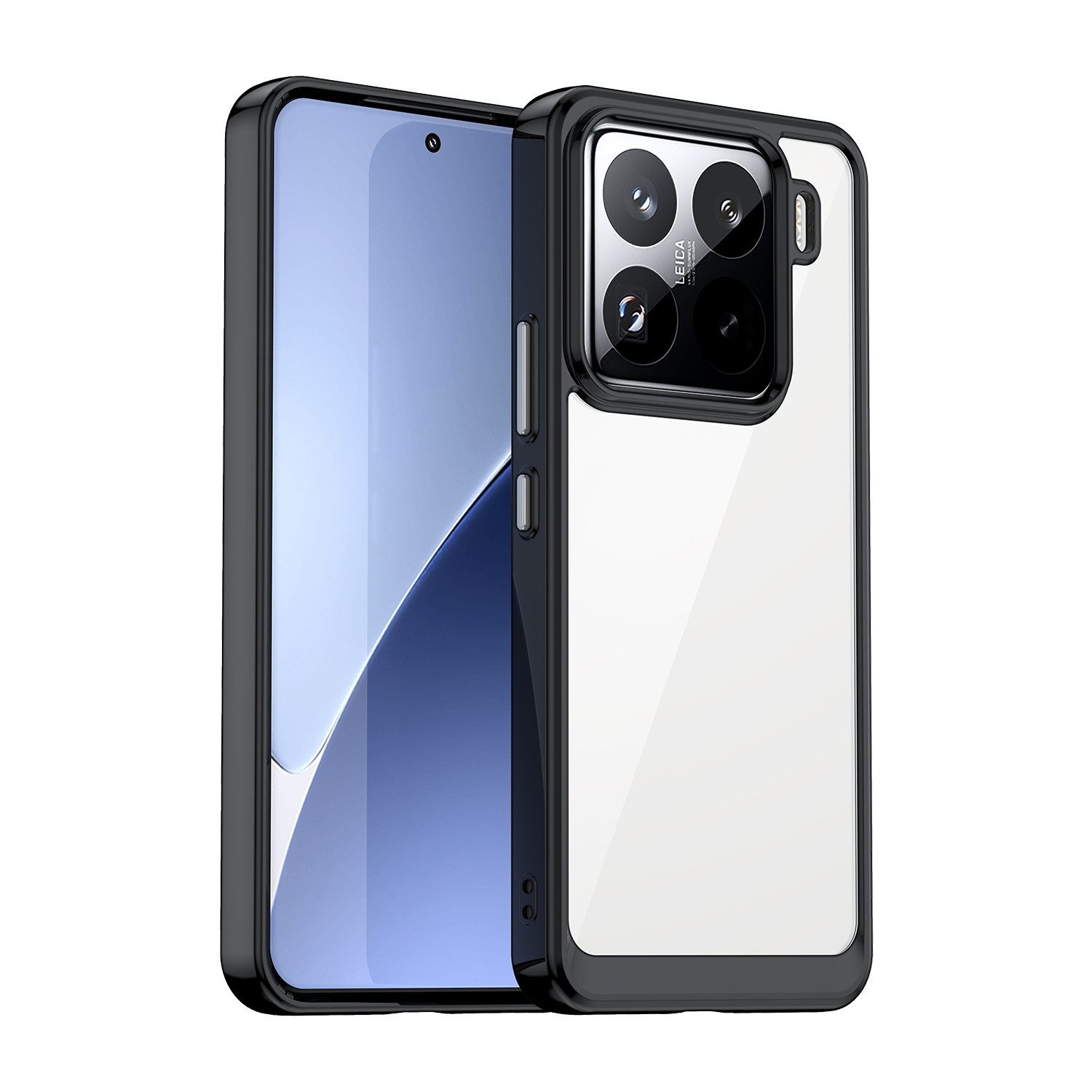 Wigento Handyhülle Für Xiaomi 15 Pro Colorful Series TPU Acryl Hybrid Handy Hülle Schwarz, Colorful Series Hybrid Schutzhülle