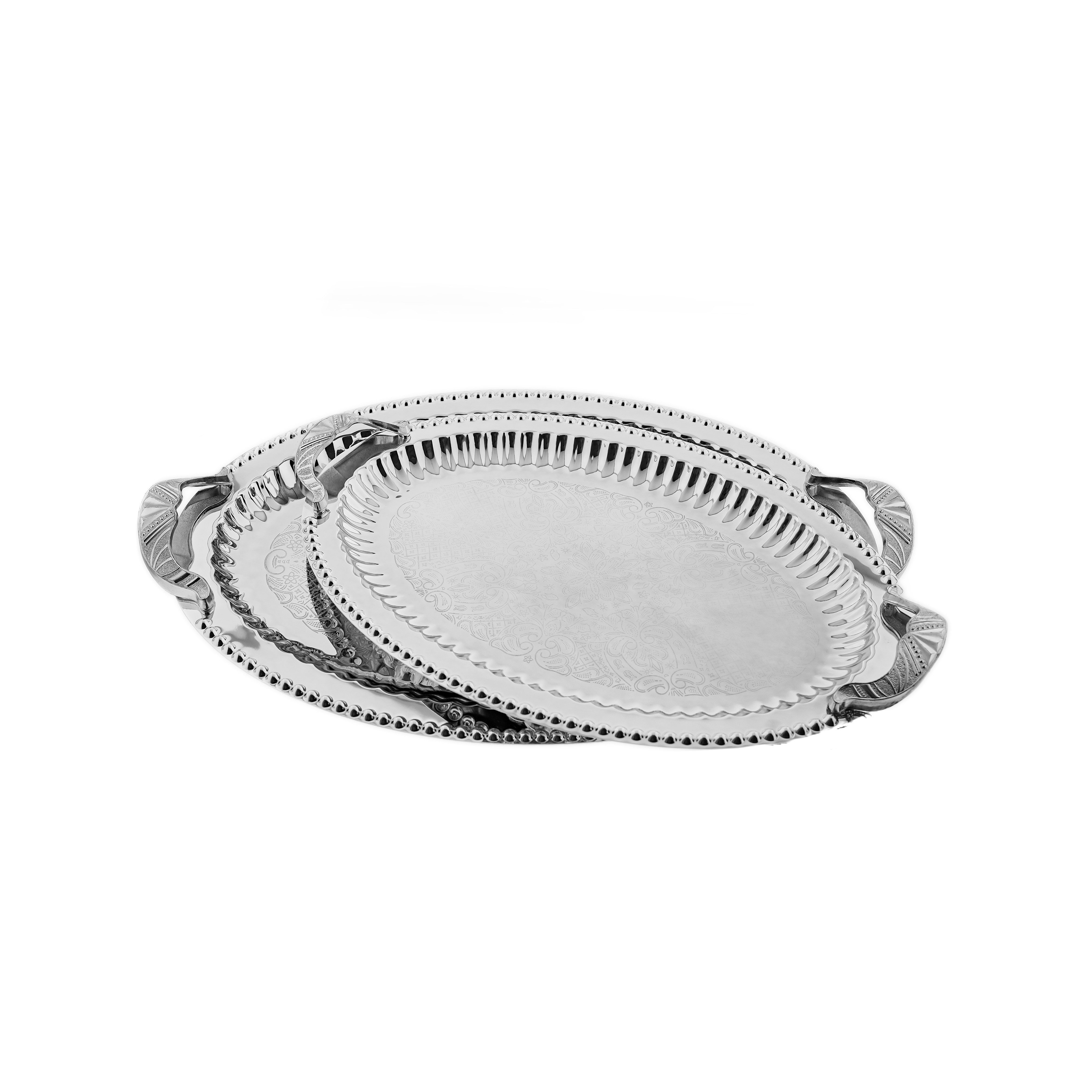 Almina Servierplatte aus hochwertigem 18/10-Edelstahl - Elegant & Zeitlos - 2er Set, Edelstahl, (Packung, 2-tlg., 2er Set), 18/10-Edelstahl