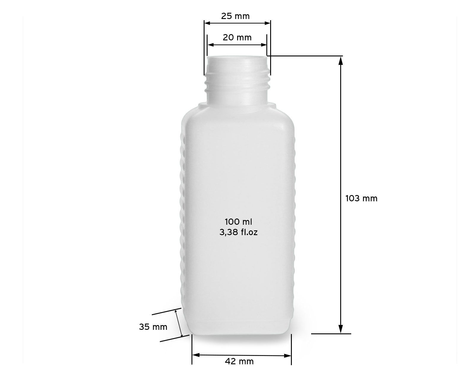 OCTOPUS Kanister 5 ml eckig HDPE, Klappscharnierver aus St) G25, Plastikflaschen (5 natur, 100